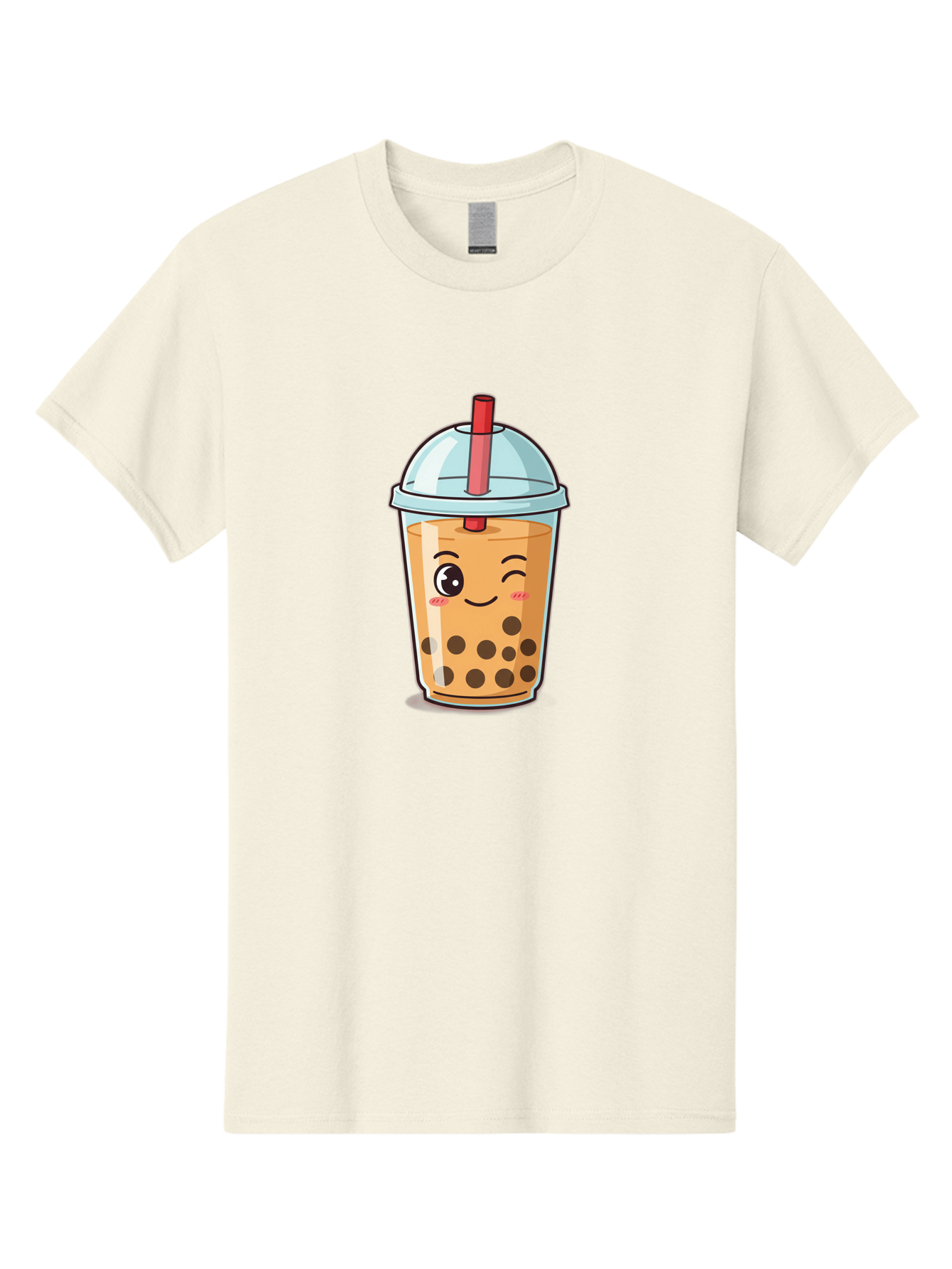 Bubble-Tea-23 Men'S Graphic Tee, 100% Cotton, Comfortable Casual Summer Wear, Machine Washable, Cartoon Boba Tea, Bubble Tea Drink, Animated Beverage, Smiling Face, Winking Eye, Cute Character, Boba Drink, Tea With Boba, Boba Love, Tea Culture Bac704 4