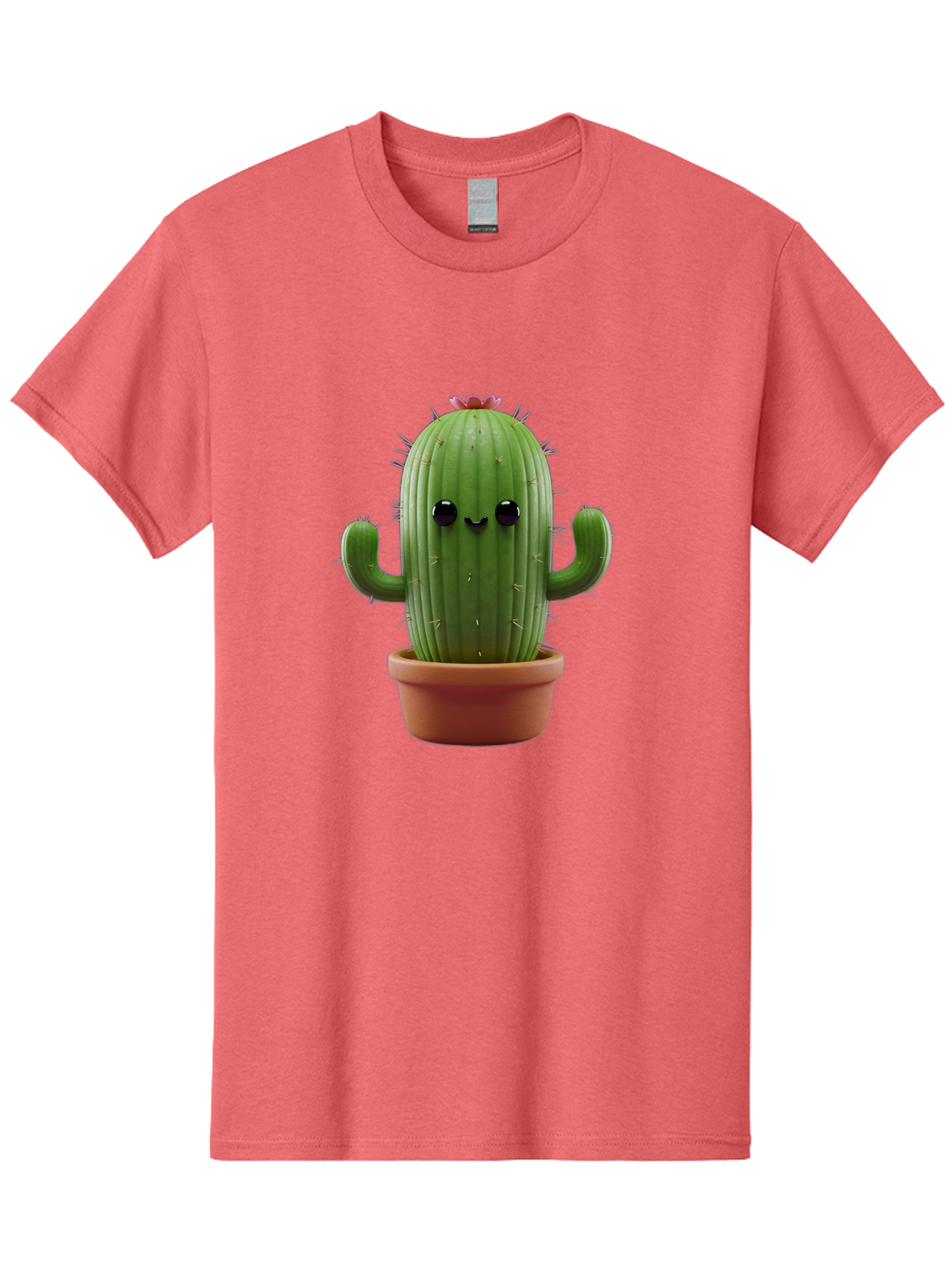 Cactus-4 Men'S Graphic Tee, 100% Cotton, Comfortable Casual Summer Wear, Machine Washable, Cute Cactus, Potted Plant, Cartoon Character, Desert Flora, Funny Face, Small Arms, Spiky Texture, Kawaii Style, Terracotta Pot, Digital Illustration Bac726 12