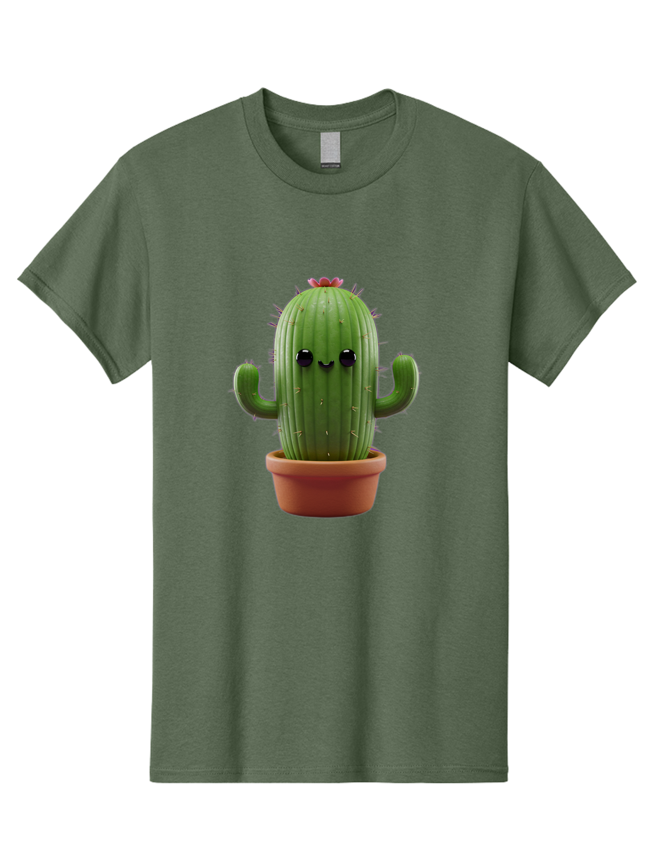 Cactus-4 Men'S Graphic Tee, 100% Cotton, Comfortable Casual Summer Wear, Machine Washable, Cute Cactus, Potted Plant, Cartoon Character, Desert Flora, Funny Face, Small Arms, Spiky Texture, Kawaii Style, Terracotta Pot, Digital Illustration Bac726 8