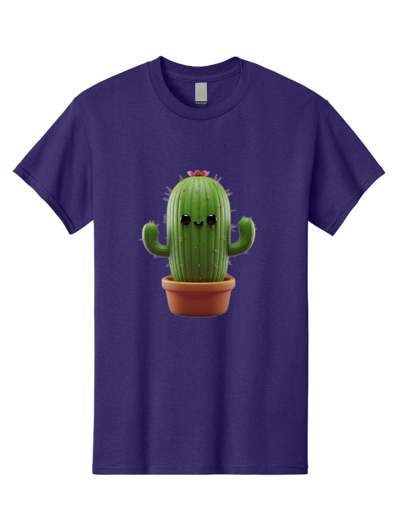 Cactus-4 Men'S Graphic Tee, 100% Cotton, Comfortable Casual Summer Wear, Machine Washable, Cute Cactus, Potted Plant, Cartoon Character, Desert Flora, Funny Face, Small Arms, Spiky Texture, Kawaii Style, Terracotta Pot, Digital Illustration Bac726 5