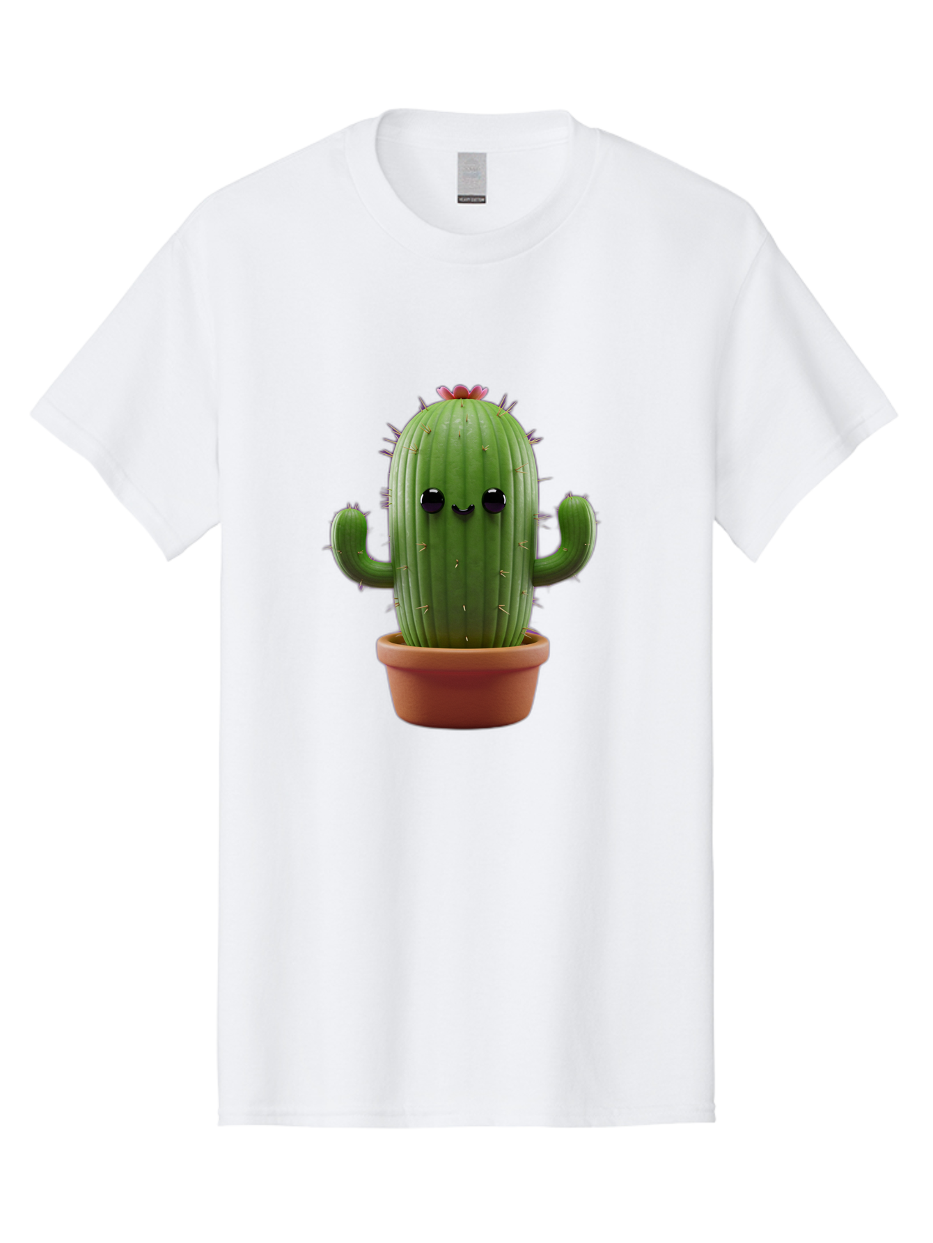 Cactus-4 Men'S Graphic Tee, 100% Cotton, Comfortable Casual Summer Wear, Machine Washable, Cute Cactus, Potted Plant, Cartoon Character, Desert Flora, Funny Face, Small Arms, Spiky Texture, Kawaii Style, Terracotta Pot, Digital Illustration Bac726 13