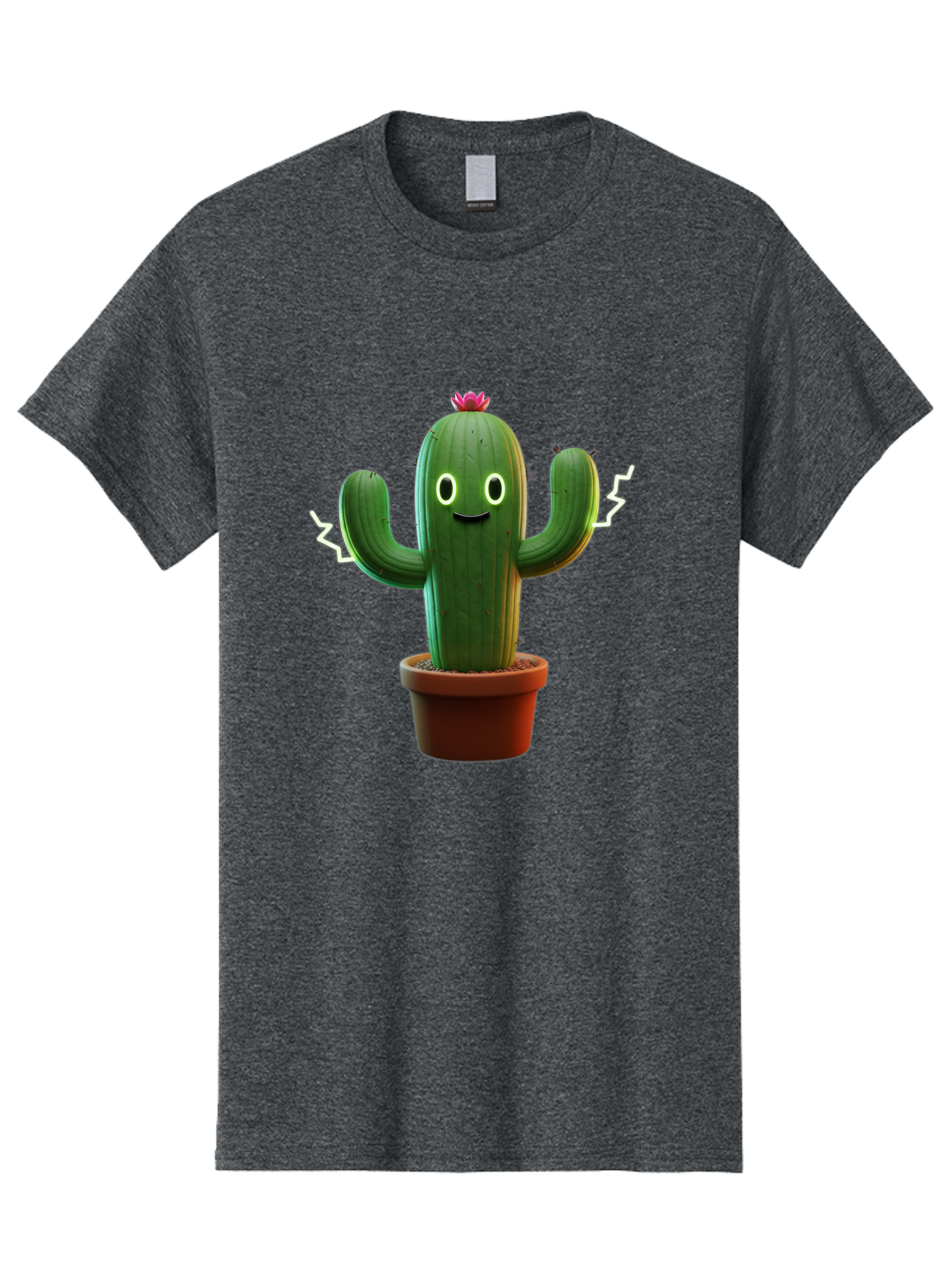 Cactus-6 Men'S Graphic Tee, 100% Cotton, Comfortable Casual Summer Wear, Machine Washable, Cartoon Cactus, Happy Cactus, Cactus Character, Potted Cactus, Desert Plant, Kawaii Cactus, Cactus With Face, Glowing Eyes, Cute Cactus, Funny Cactus Bac728 11