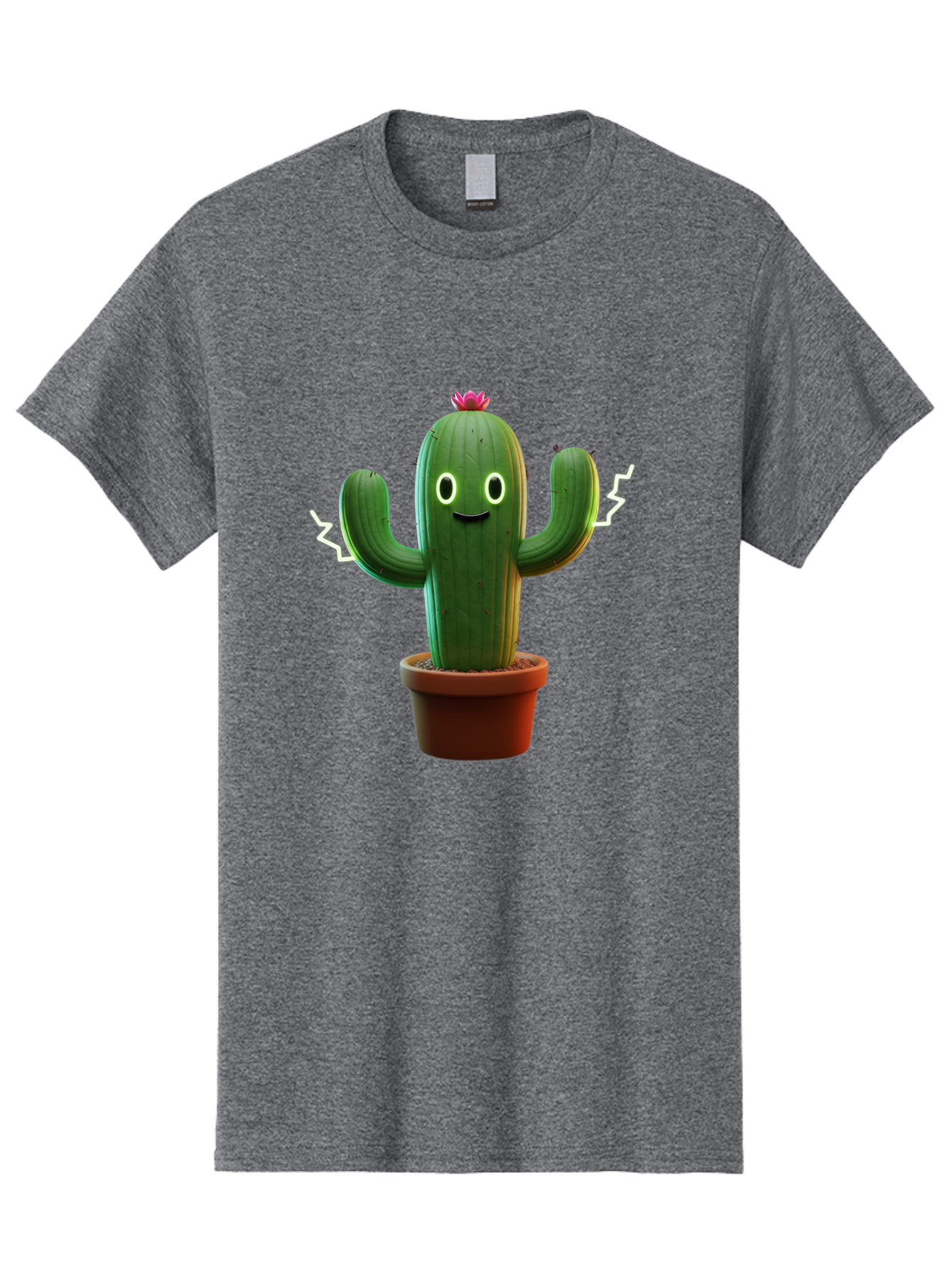 Cactus-6 Men'S Graphic Tee, 100% Cotton, Comfortable Casual Summer Wear, Machine Washable, Cartoon Cactus, Happy Cactus, Cactus Character, Potted Cactus, Desert Plant, Kawaii Cactus, Cactus With Face, Glowing Eyes, Cute Cactus, Funny Cactus Bac728 13