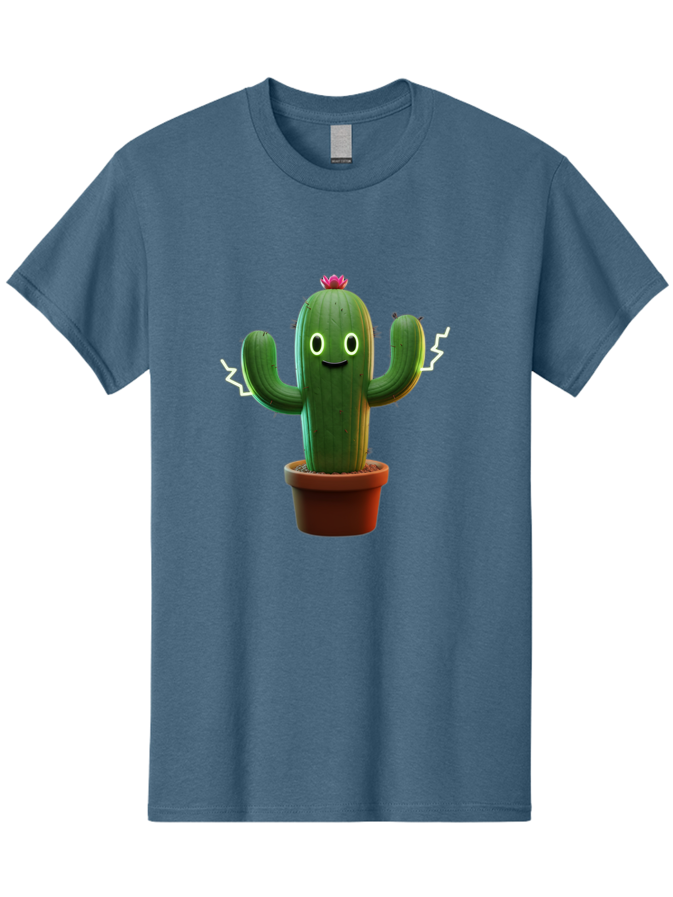Cactus-6 Men'S Graphic Tee, 100% Cotton, Comfortable Casual Summer Wear, Machine Washable, Cartoon Cactus, Happy Cactus, Cactus Character, Potted Cactus, Desert Plant, Kawaii Cactus, Cactus With Face, Glowing Eyes, Cute Cactus, Funny Cactus Bac728 15