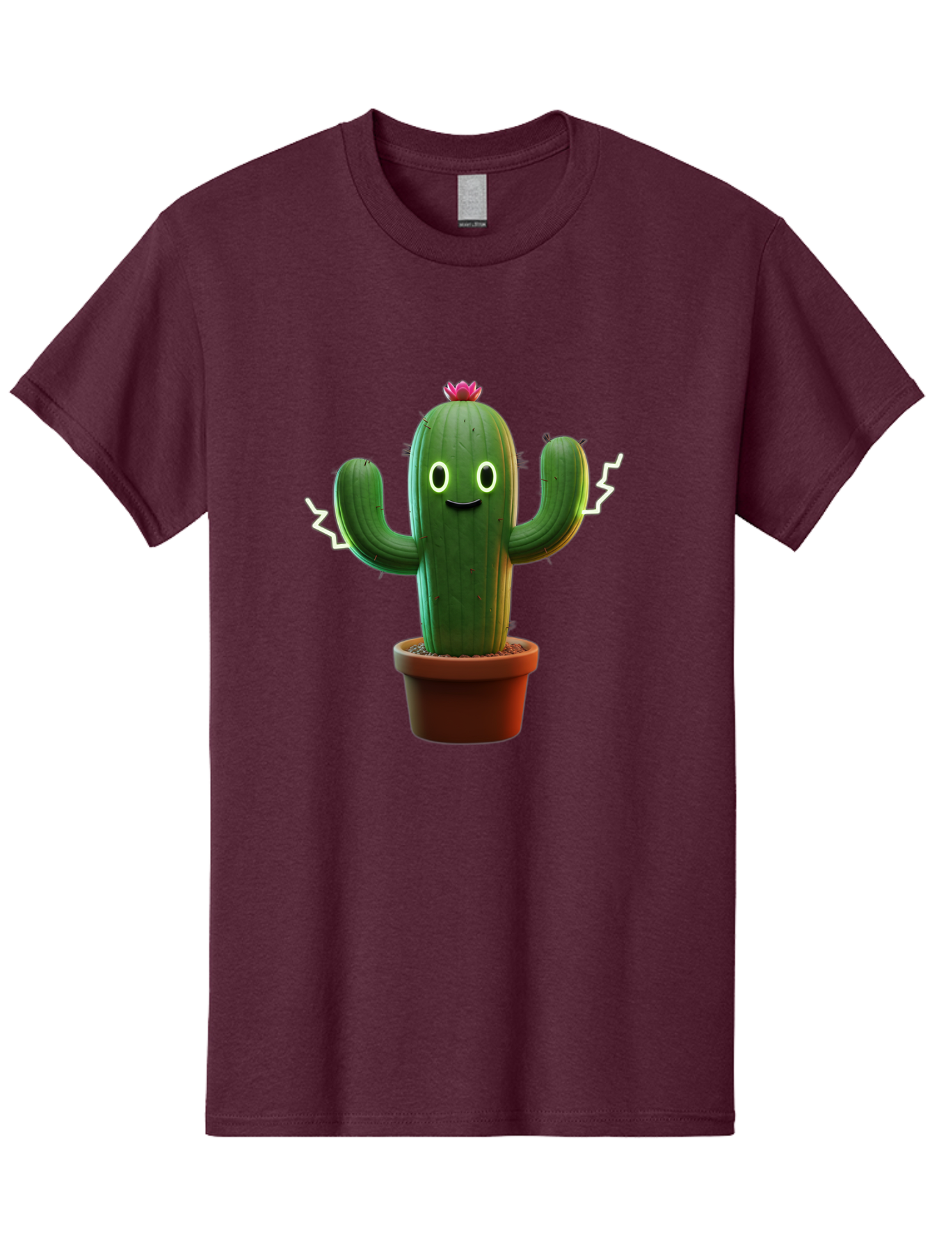 Cactus-6 Men'S Graphic Tee, 100% Cotton, Comfortable Casual Summer Wear, Machine Washable, Cartoon Cactus, Happy Cactus, Cactus Character, Potted Cactus, Desert Plant, Kawaii Cactus, Cactus With Face, Glowing Eyes, Cute Cactus, Funny Cactus Bac728 5