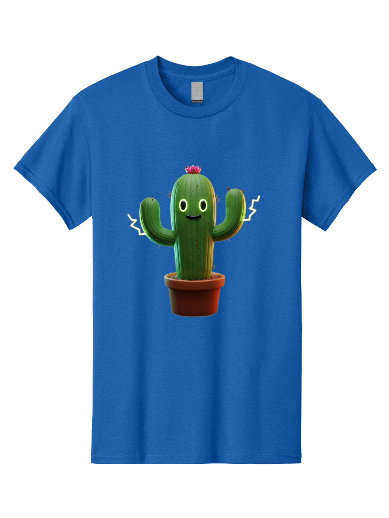 Cactus-6 Men'S Graphic Tee, 100% Cotton, Comfortable Casual Summer Wear, Machine Washable, Cartoon Cactus, Happy Cactus, Cactus Character, Potted Cactus, Desert Plant, Kawaii Cactus, Cactus With Face, Glowing Eyes, Cute Cactus, Funny Cactus Bac728 12