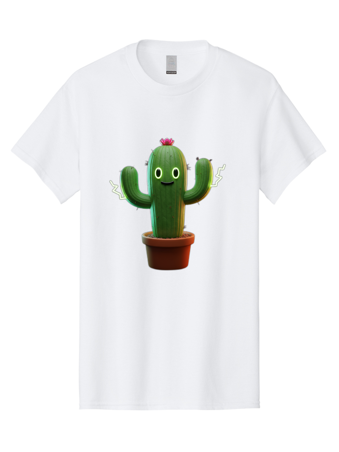 Cactus-6 Men'S Graphic Tee, 100% Cotton, Comfortable Casual Summer Wear, Machine Washable, Cartoon Cactus, Happy Cactus, Cactus Character, Potted Cactus, Desert Plant, Kawaii Cactus, Cactus With Face, Glowing Eyes, Cute Cactus, Funny Cactus Bac728 3
