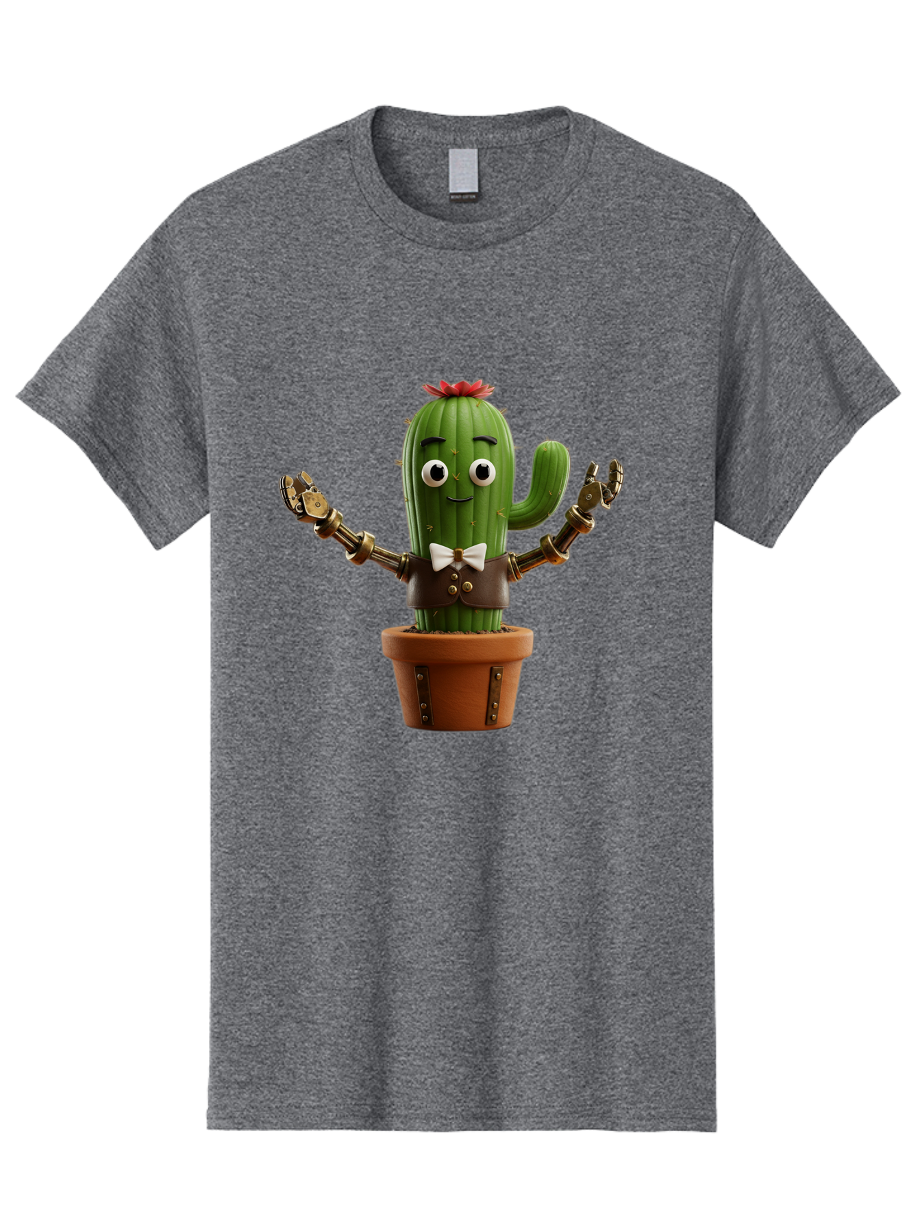 Cactus-Character-2 Men'S Graphic Tee, 100% Cotton, Comfortable Casual Summer Wear, Machine Washable, Cartoon Cactus, Robotic Arms, Potted Plant, Funny Character, Cute Design, Animated Character, Cactus In Pot, Robot Cactus, Comedic Relief, Bac734 13