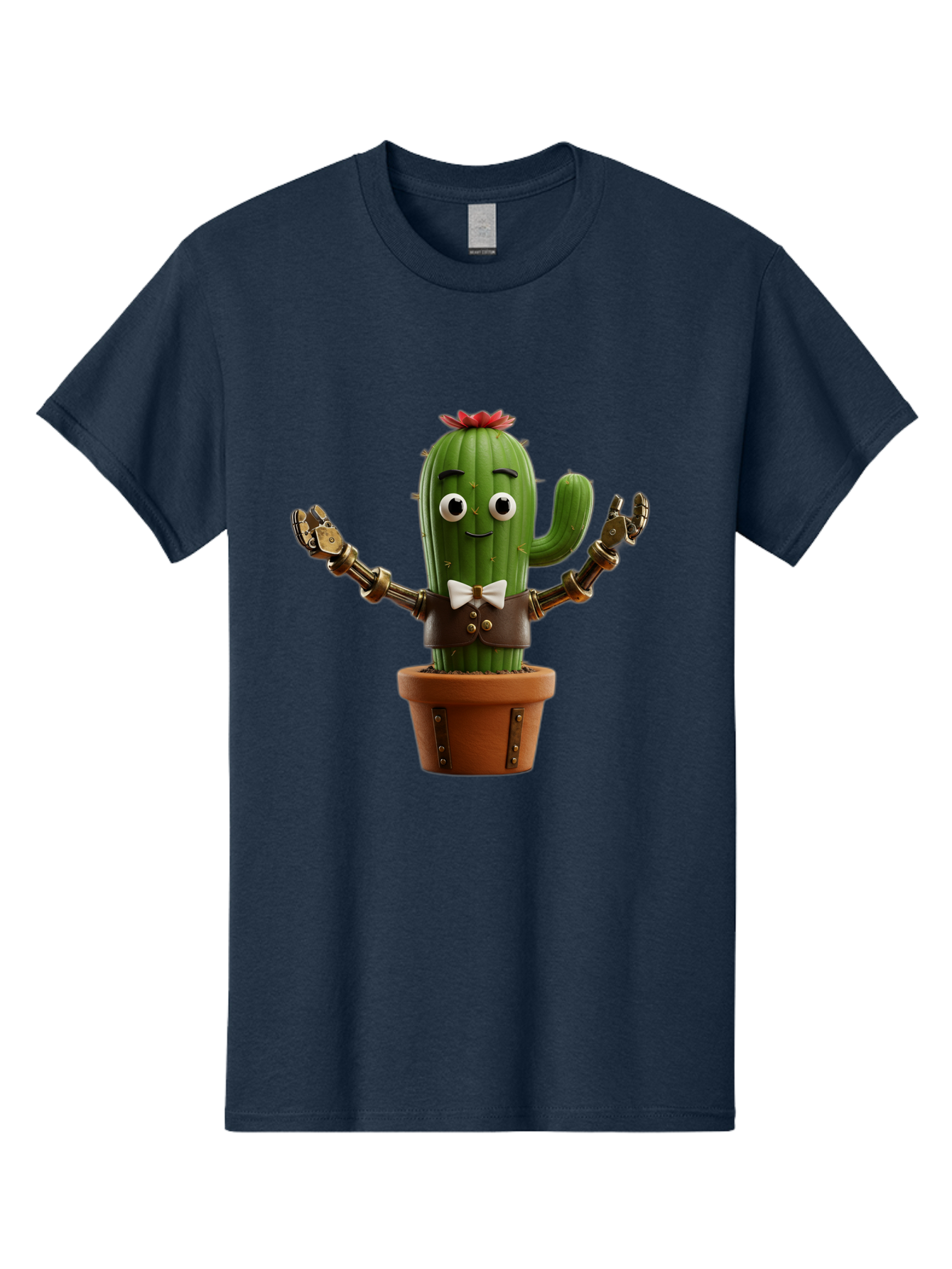 Cactus-Character-2 Men'S Graphic Tee, 100% Cotton, Comfortable Casual Summer Wear, Machine Washable, Cartoon Cactus, Robotic Arms, Potted Plant, Funny Character, Cute Design, Animated Character, Cactus In Pot, Robot Cactus, Comedic Relief, Bac734 12
