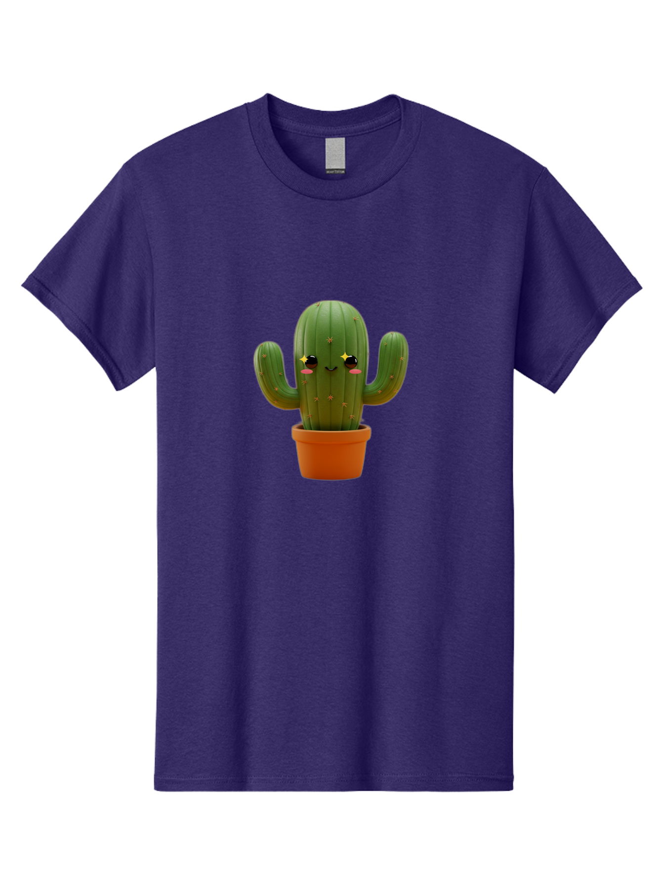 Cactus-In-Pot-2 Men'S Graphic Tee, 100% Cotton, Comfortable Casual Summer Wear, Machine Washable, Cartoon Cactus, Kawaii Cactus, Cactus In Pot, Cute Desert Plant, Funny Face, Quirky Character, Yellow Stars, Rosy Cheeks, Digital Art, Fun Design Bac745 8