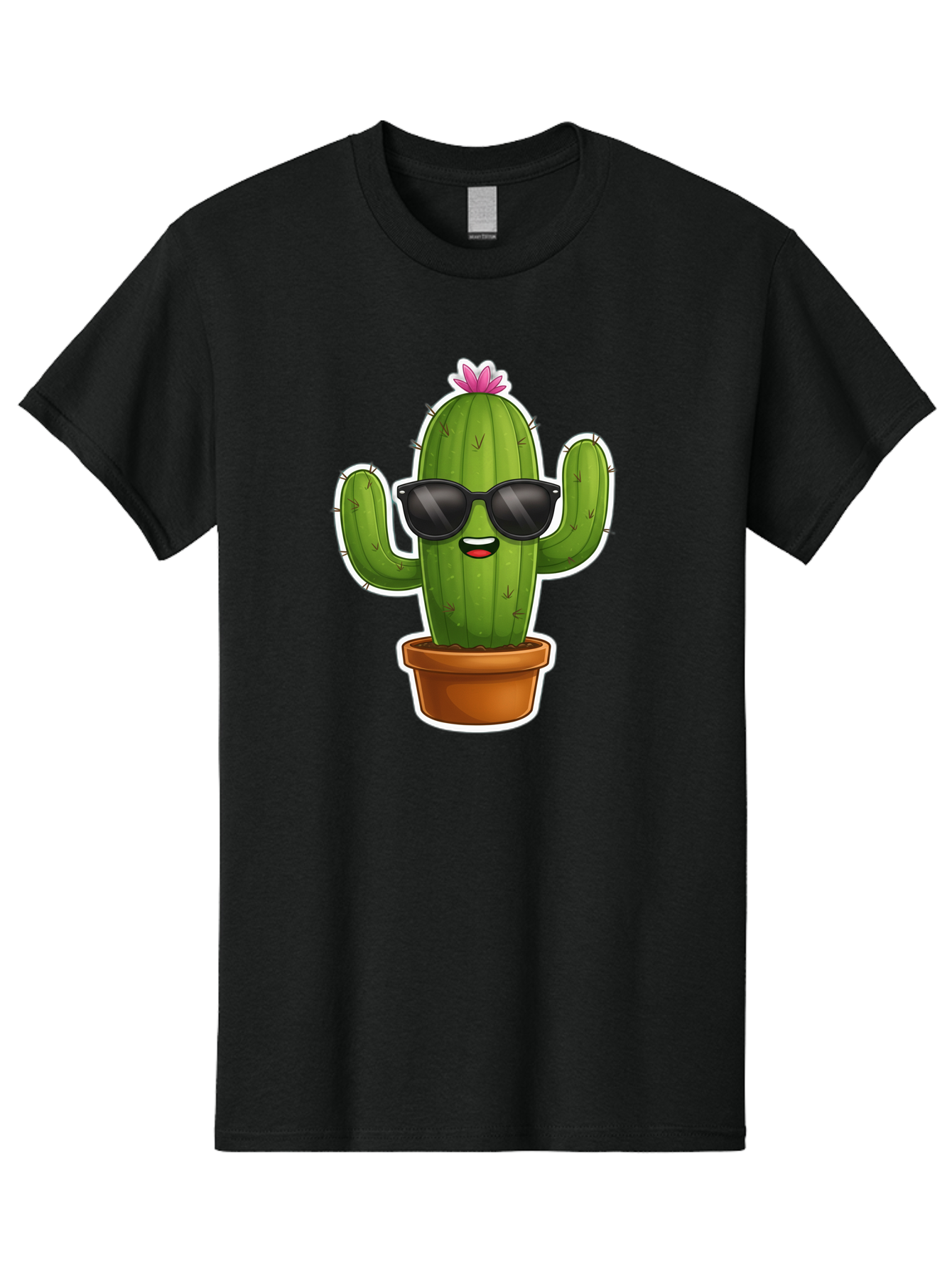 Cactus-In-Sunglasses Men'S Graphic Tee, 100% Cotton, Comfortable Casual Summer Wear, Machine Washable, Cartoon Cactus, Sunglasses, Cool Cactus, Potted Plant, Desert Humor, Fun Character, Quirky Illustration, Cactus Love, Trendy Graphics Bac752 14