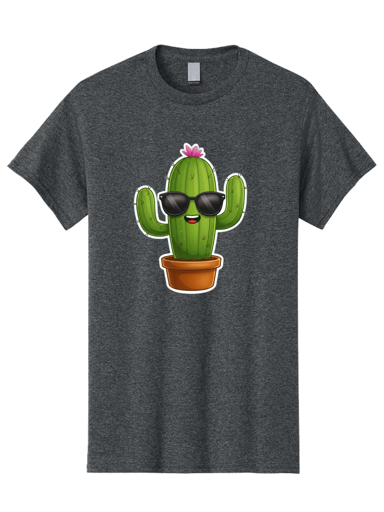 Cactus-In-Sunglasses Men'S Graphic Tee, 100% Cotton, Comfortable Casual Summer Wear, Machine Washable, Cartoon Cactus, Sunglasses, Cool Cactus, Potted Plant, Desert Humor, Fun Character, Quirky Illustration, Cactus Love, Trendy Graphics Bac752 6