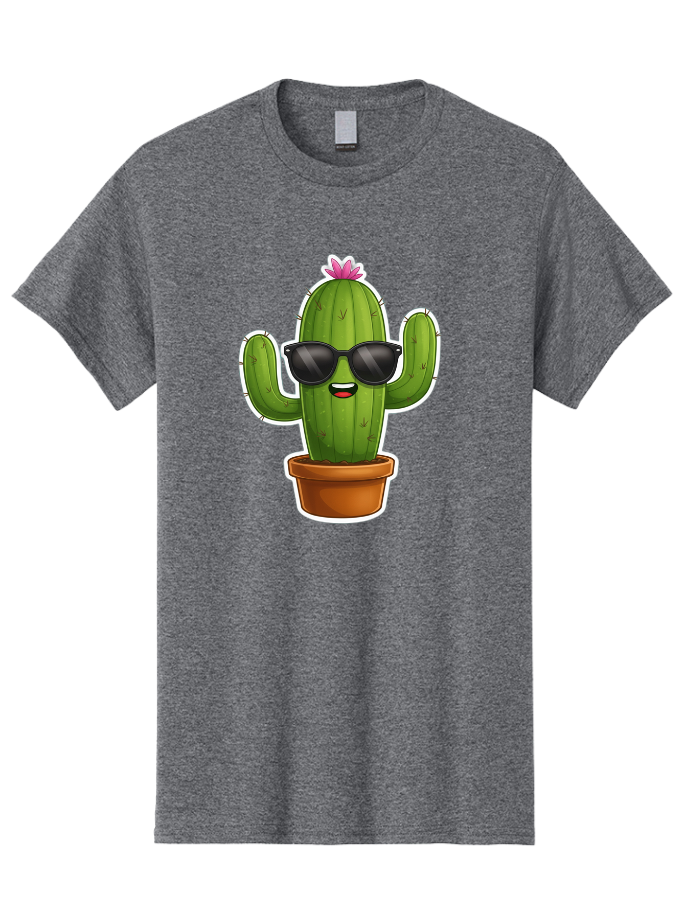 Cactus-In-Sunglasses Men'S Graphic Tee, 100% Cotton, Comfortable Casual Summer Wear, Machine Washable, Cartoon Cactus, Sunglasses, Cool Cactus, Potted Plant, Desert Humor, Fun Character, Quirky Illustration, Cactus Love, Trendy Graphics Bac752 8
