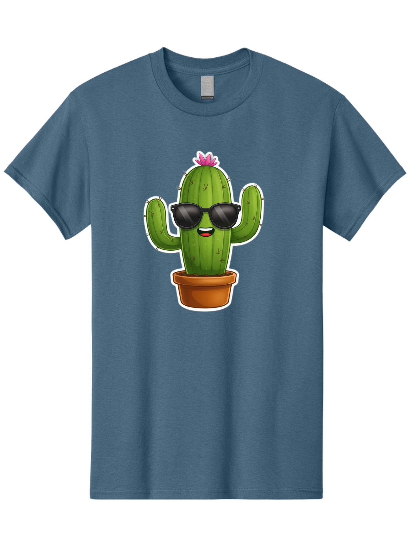 Cactus-In-Sunglasses Men'S Graphic Tee, 100% Cotton, Comfortable Casual Summer Wear, Machine Washable, Cartoon Cactus, Sunglasses, Cool Cactus, Potted Plant, Desert Humor, Fun Character, Quirky Illustration, Cactus Love, Trendy Graphics Bac752 5