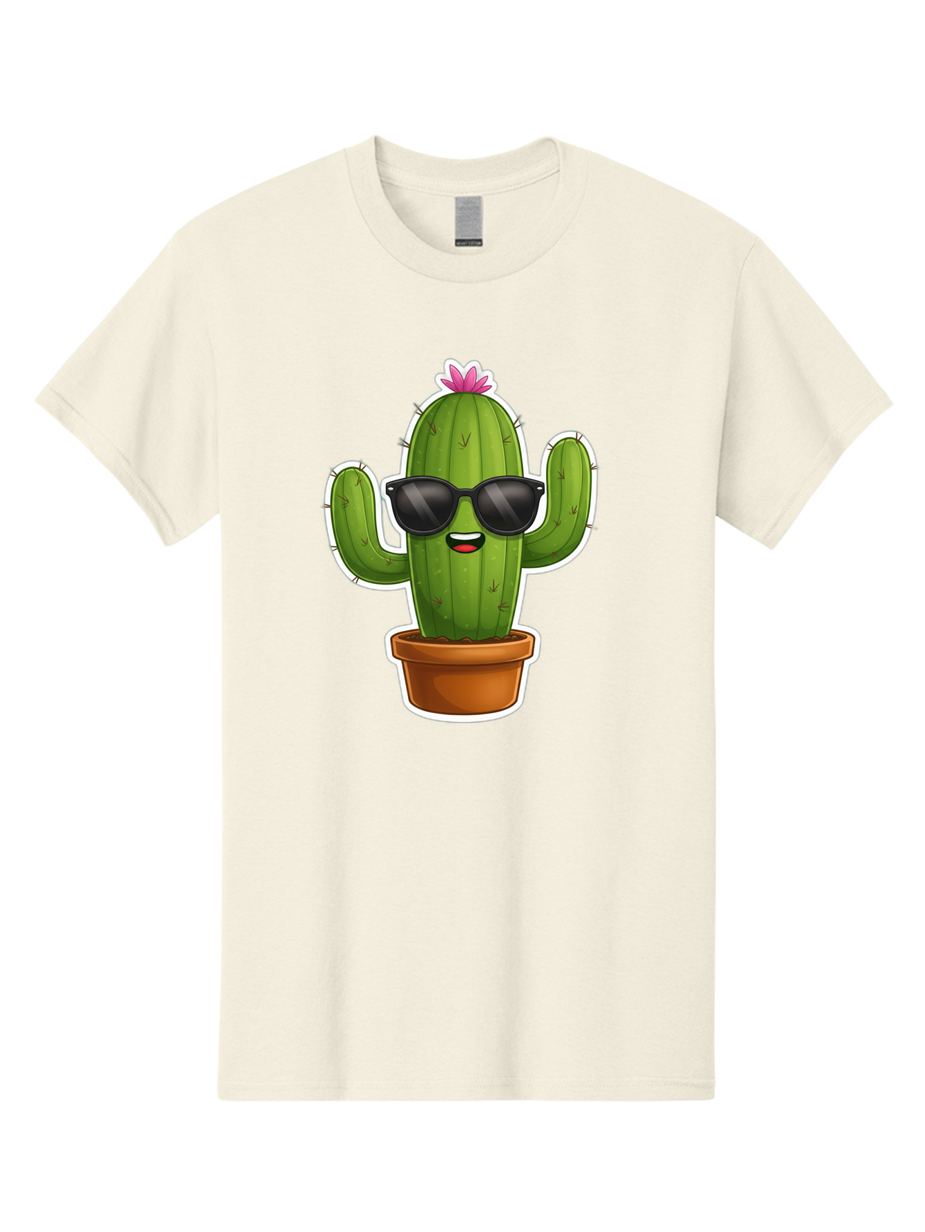 Cactus-In-Sunglasses Men'S Graphic Tee, 100% Cotton, Comfortable Casual Summer Wear, Machine Washable, Cartoon Cactus, Sunglasses, Cool Cactus, Potted Plant, Desert Humor, Fun Character, Quirky Illustration, Cactus Love, Trendy Graphics Bac752 9