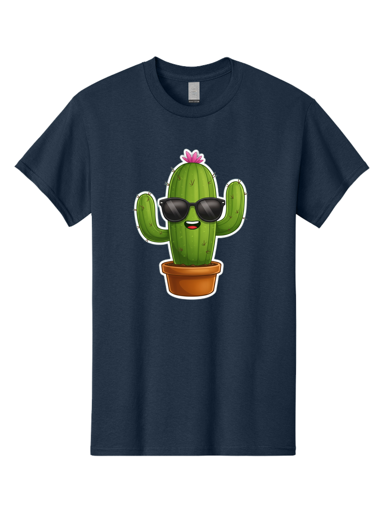 Cactus-In-Sunglasses Men'S Graphic Tee, 100% Cotton, Comfortable Casual Summer Wear, Machine Washable, Cartoon Cactus, Sunglasses, Cool Cactus, Potted Plant, Desert Humor, Fun Character, Quirky Illustration, Cactus Love, Trendy Graphics Bac752 15