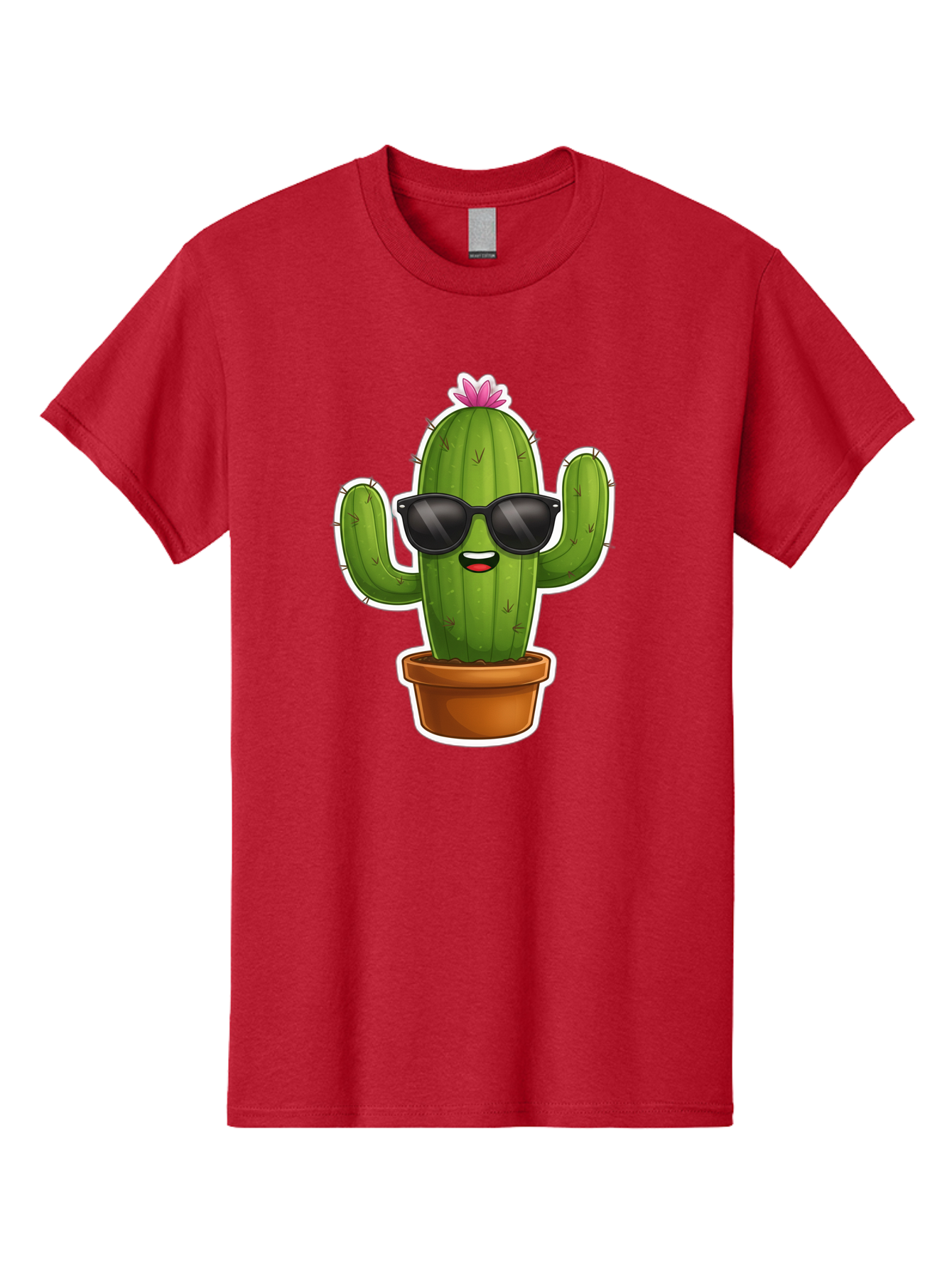 Cactus-In-Sunglasses Men'S Graphic Tee, 100% Cotton, Comfortable Casual Summer Wear, Machine Washable, Cartoon Cactus, Sunglasses, Cool Cactus, Potted Plant, Desert Humor, Fun Character, Quirky Illustration, Cactus Love, Trendy Graphics Bac752 11