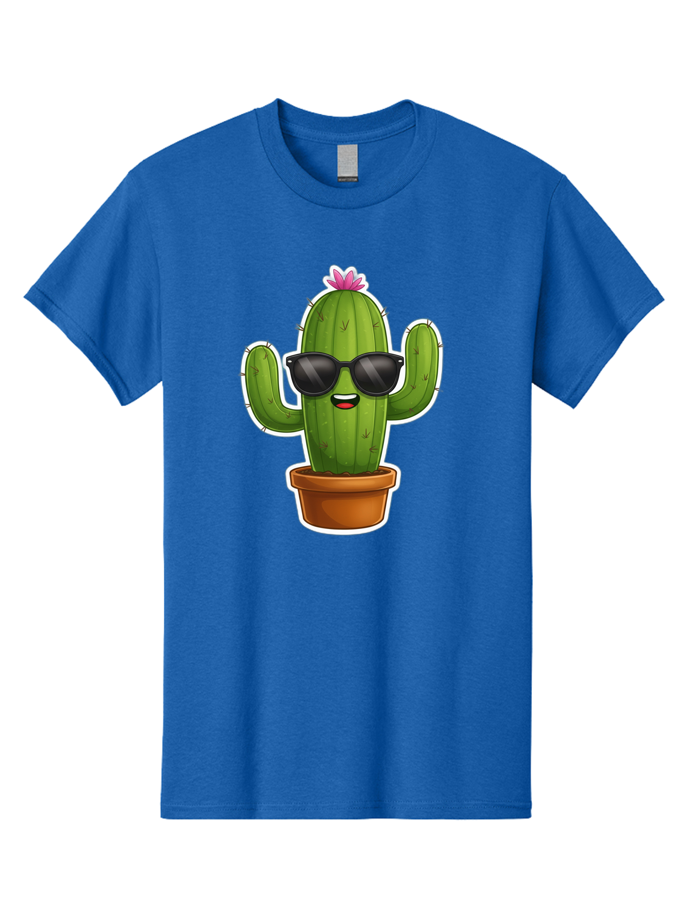 Cactus-In-Sunglasses Men'S Graphic Tee, 100% Cotton, Comfortable Casual Summer Wear, Machine Washable, Cartoon Cactus, Sunglasses, Cool Cactus, Potted Plant, Desert Humor, Fun Character, Quirky Illustration, Cactus Love, Trendy Graphics Bac752 12