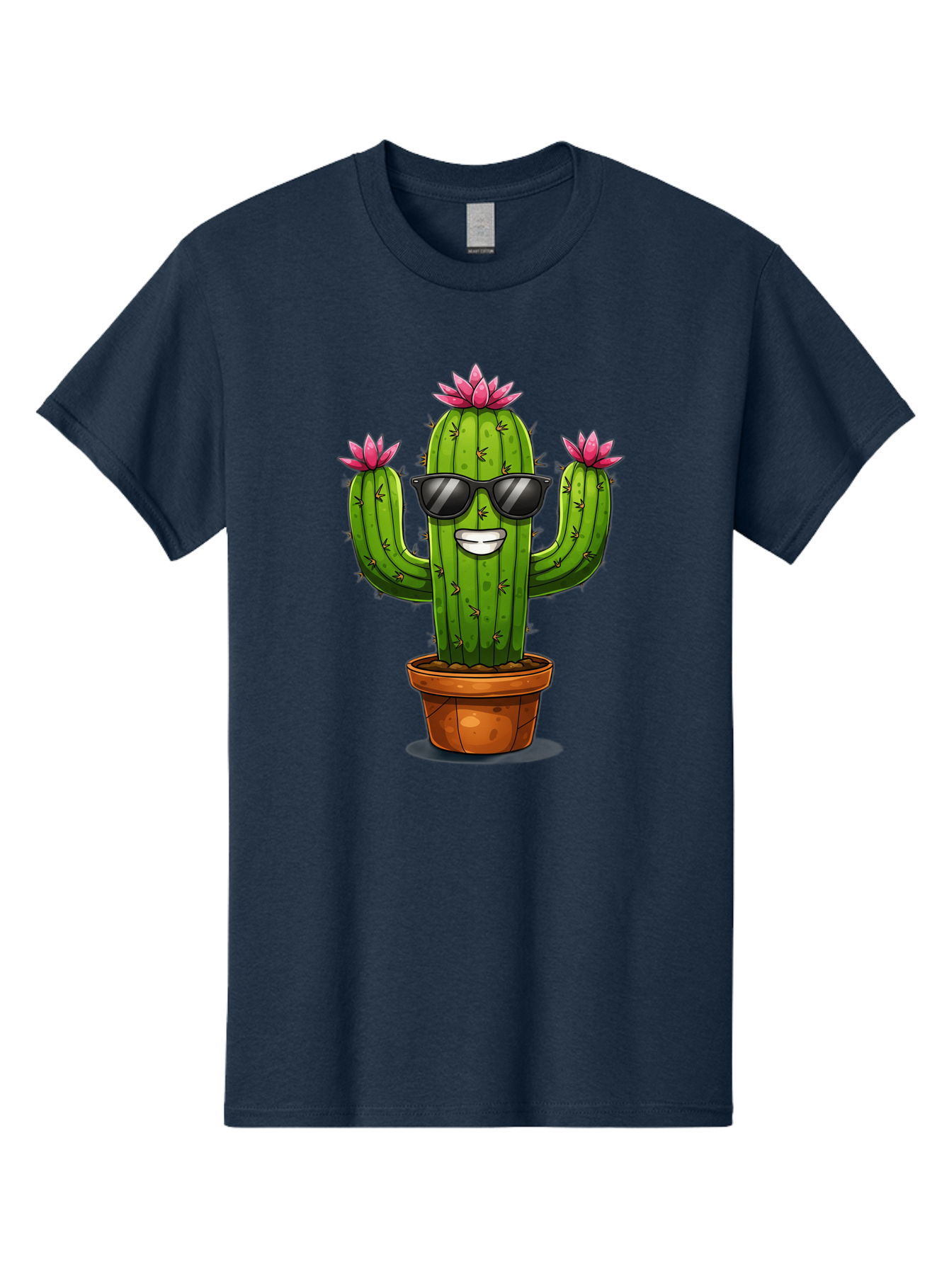 Cactus-Sunglasses-1 Men'S Graphic Tee, 100% Cotton, Comfortable Casual Summer Wear, Machine Washable, Funny Cactus, Sunglasses, Cartoon Style, Pink Flowers, Terracotta Pot, Smiling Face, Quirky Character, Houseplant Decor, Desert Vibes, Bac754 14