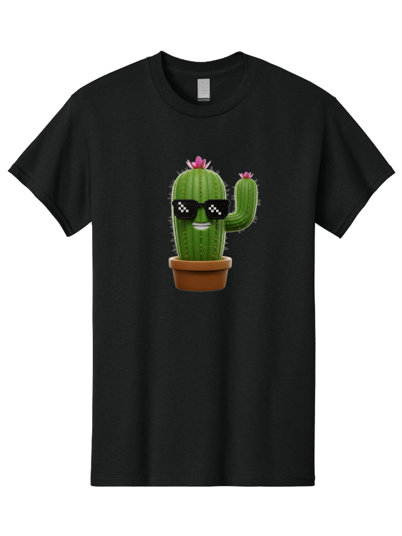Cactus-With-Sunglasses-2 Men'S Graphic Tee, 100% Cotton, Comfortable Casual Summer Wear, Machine Washable, Cartoon Cactus, Sunglasses, Potted Plant, Cacti With Flowers, Funny Character, Quirky Decor, Digital Art, Kawaii Style Bac765 8