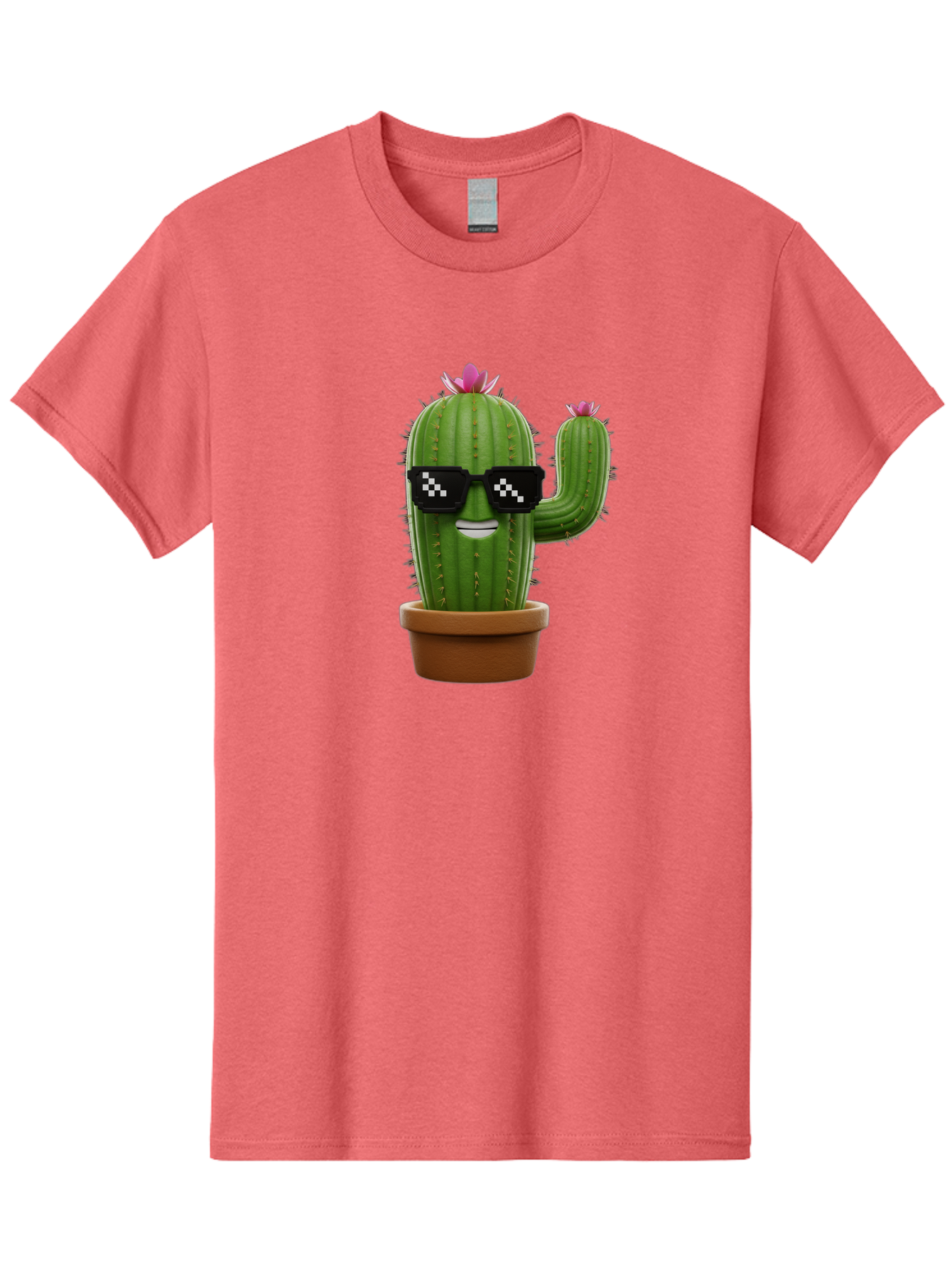 Cactus-With-Sunglasses-2 Men'S Graphic Tee, 100% Cotton, Comfortable Casual Summer Wear, Machine Washable, Cartoon Cactus, Sunglasses, Potted Plant, Cacti With Flowers, Funny Character, Quirky Decor, Digital Art, Kawaii Style Bac765 7