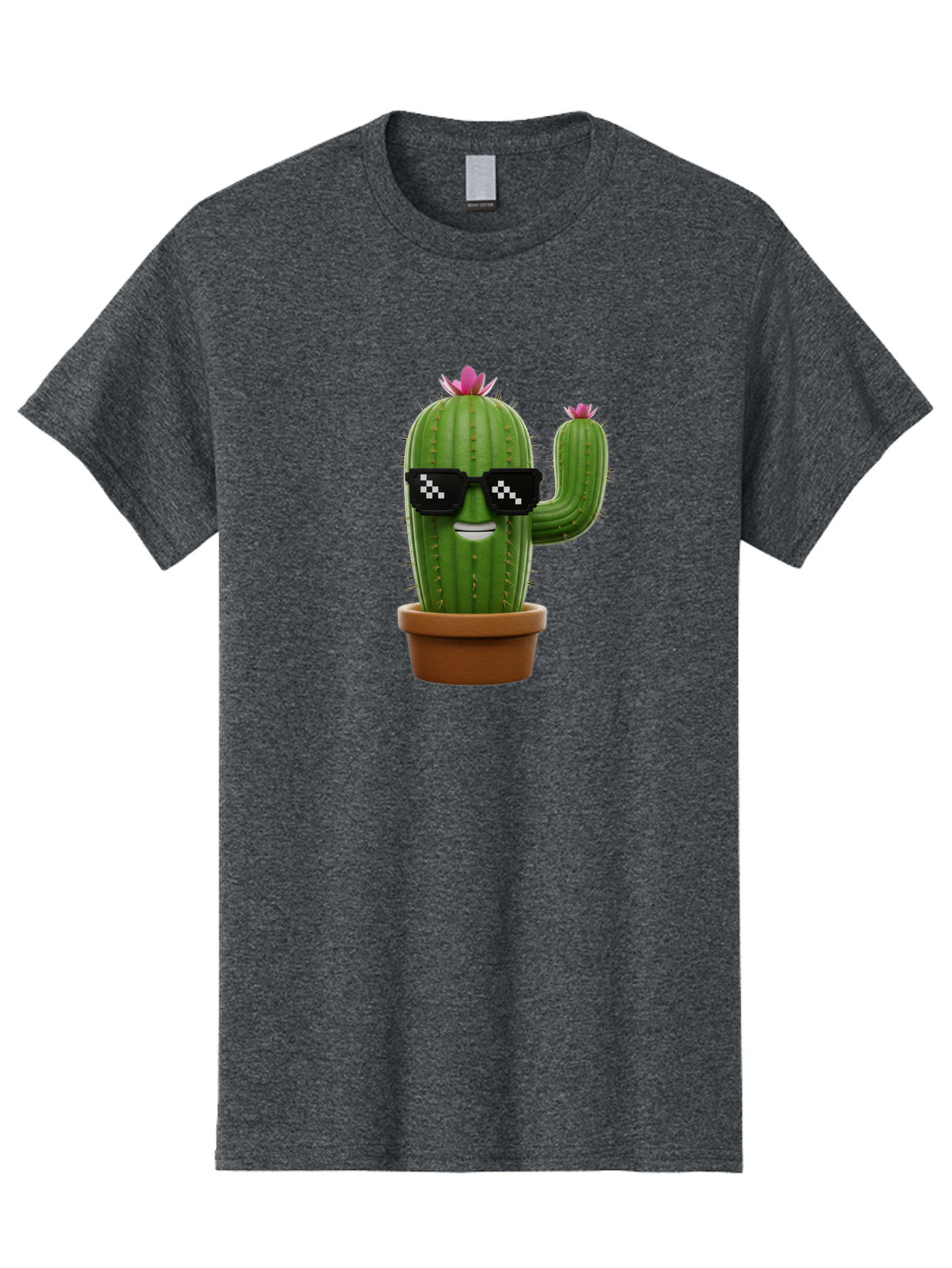 Cactus-With-Sunglasses-2 Men'S Graphic Tee, 100% Cotton, Comfortable Casual Summer Wear, Machine Washable, Cartoon Cactus, Sunglasses, Potted Plant, Cacti With Flowers, Funny Character, Quirky Decor, Digital Art, Kawaii Style Bac765 14