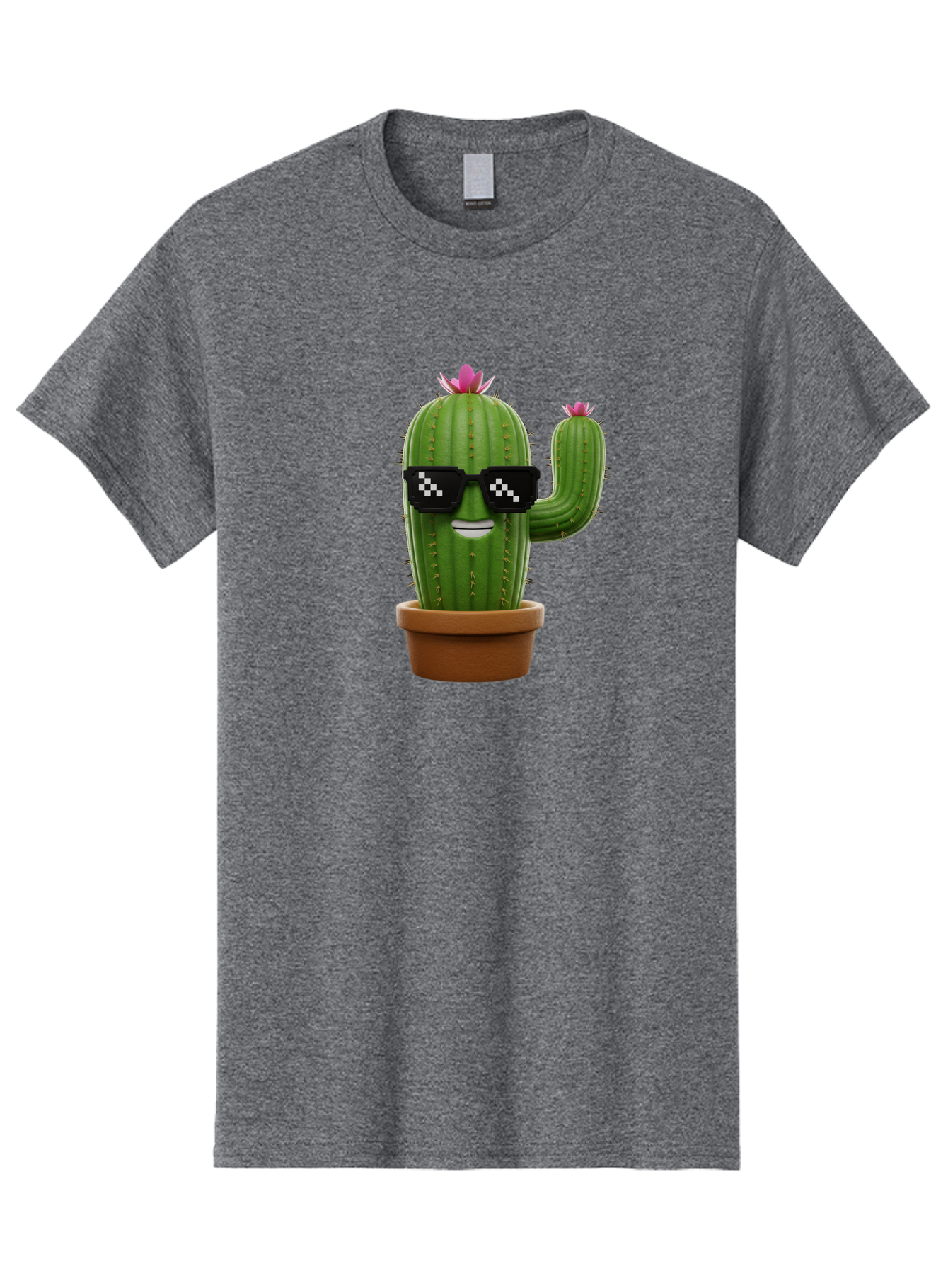 Cactus-With-Sunglasses-2 Men'S Graphic Tee, 100% Cotton, Comfortable Casual Summer Wear, Machine Washable, Cartoon Cactus, Sunglasses, Potted Plant, Cacti With Flowers, Funny Character, Quirky Decor, Digital Art, Kawaii Style Bac765 13