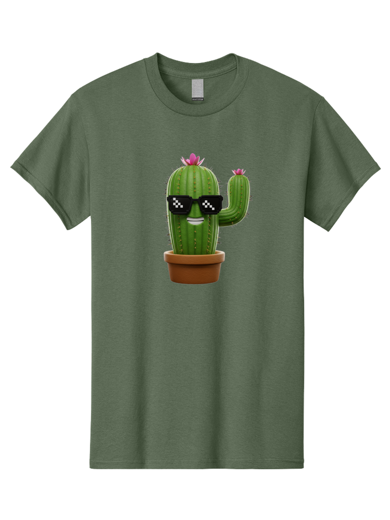 Cactus-With-Sunglasses-2 Men'S Graphic Tee, 100% Cotton, Comfortable Casual Summer Wear, Machine Washable, Cartoon Cactus, Sunglasses, Potted Plant, Cacti With Flowers, Funny Character, Quirky Decor, Digital Art, Kawaii Style Bac765 12