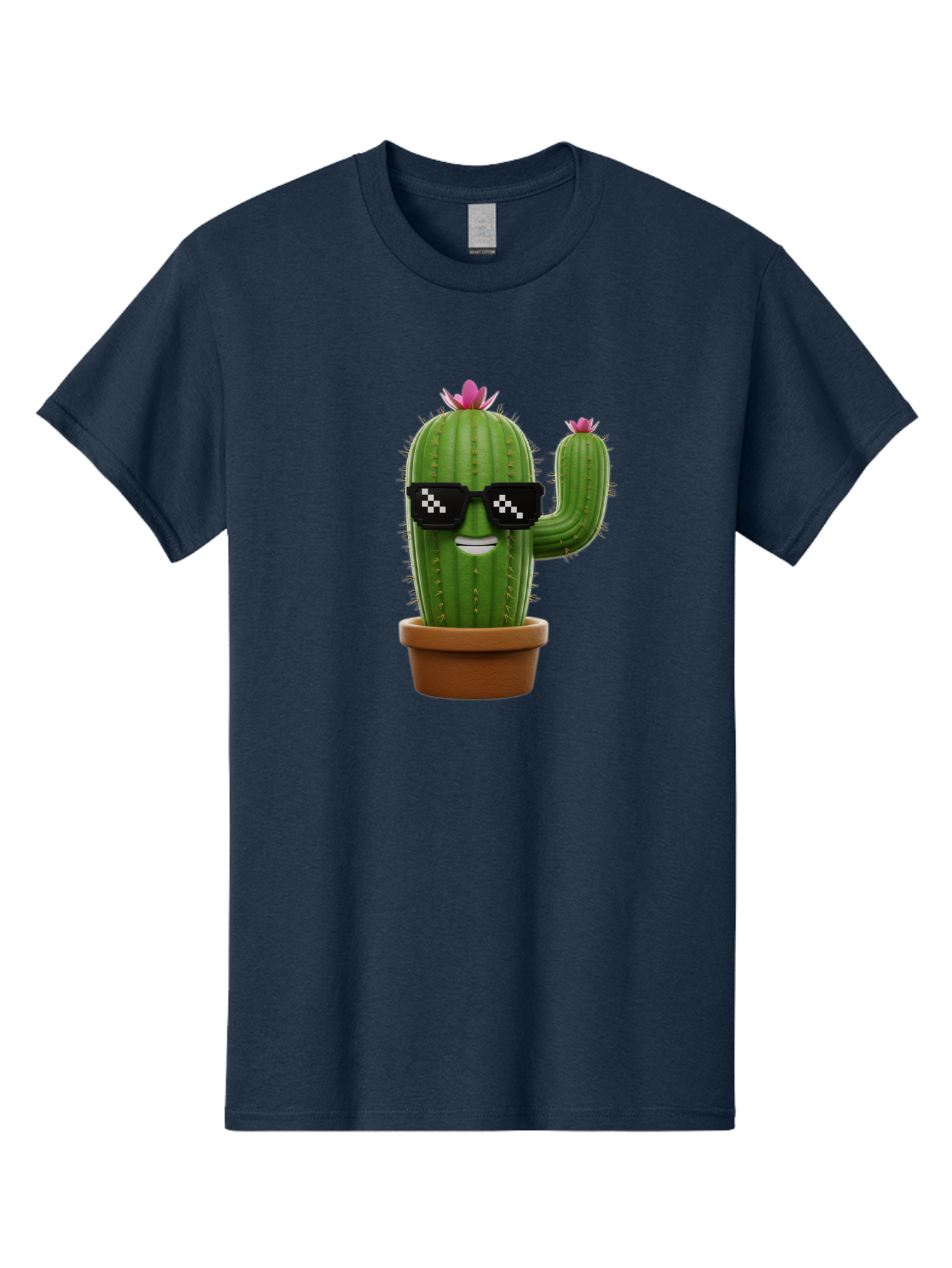 Cactus-With-Sunglasses-2 Men'S Graphic Tee, 100% Cotton, Comfortable Casual Summer Wear, Machine Washable, Cartoon Cactus, Sunglasses, Potted Plant, Cacti With Flowers, Funny Character, Quirky Decor, Digital Art, Kawaii Style Bac765 10