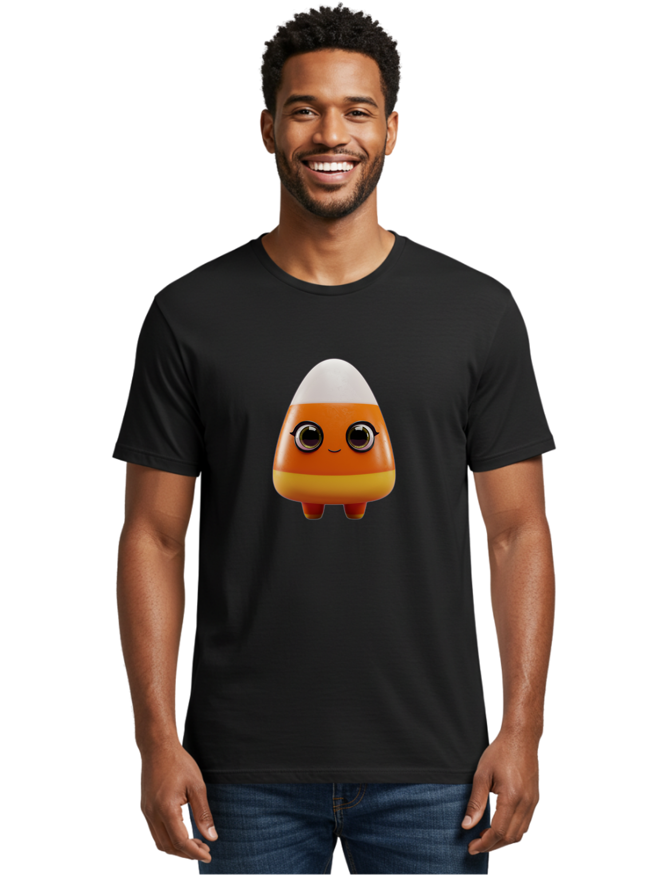 Candy-Corn-Character Men'S Graphic Tee, 100% Cotton, Comfortable Casual Summer Wear, Machine Washable, Candy Corn Character, Cartoon Candy, Halloween Treat, Sweet Character, Orange And Yellow Candy, Cute Candy Corn, Funny Character Design, Bac775 29