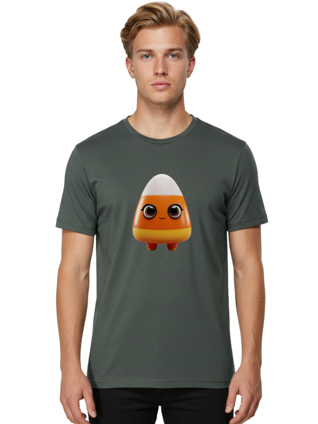 Candy-Corn-Character Men'S Graphic Tee, 100% Cotton, Comfortable Casual Summer Wear, Machine Washable, Candy Corn Character, Cartoon Candy, Halloween Treat, Sweet Character, Orange And Yellow Candy, Cute Candy Corn, Funny Character Design, Bac775 27