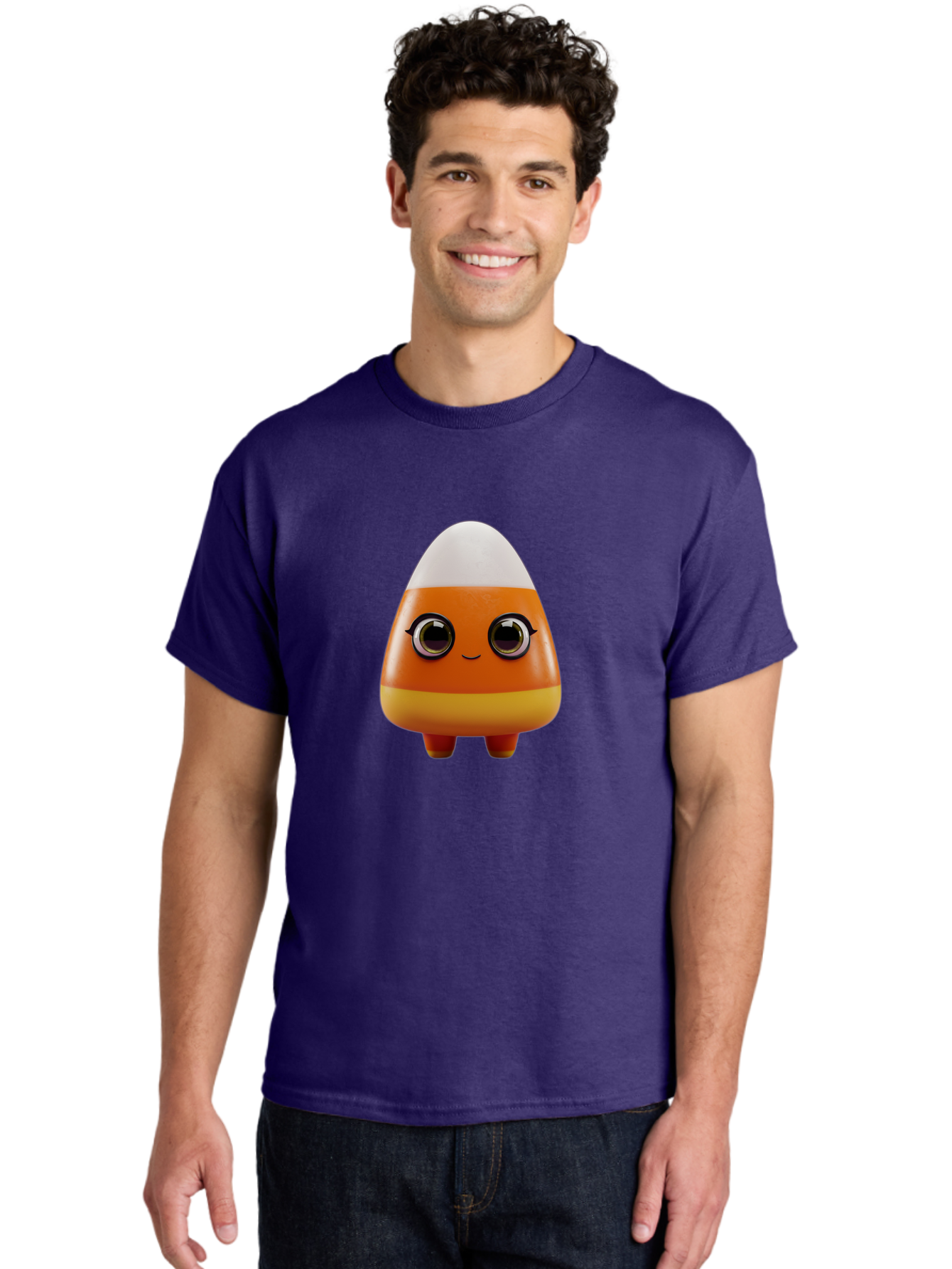 Candy-Corn-Character Men'S Graphic Tee, 100% Cotton, Comfortable Casual Summer Wear, Machine Washable, Candy Corn Character, Cartoon Candy, Halloween Treat, Sweet Character, Orange And Yellow Candy, Cute Candy Corn, Funny Character Design, Bac775 28