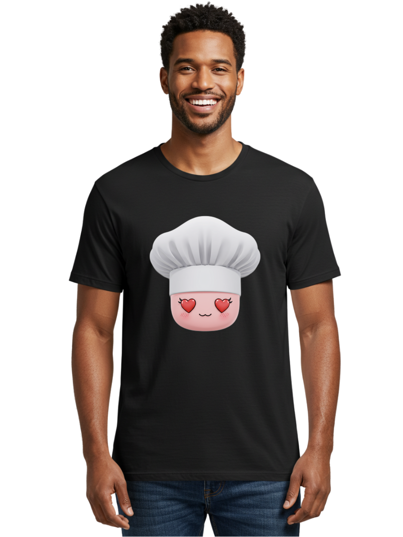 Chef-Emoji Men'S Graphic Tee, 100% Cotton, Comfortable Casual Summer Wear, Machine Washable, Cartoon Chef Hat, Chef Emoji, Cute Chef Face, Heart Eyes, Cooking Love, Culinary Passion, Adorable Character, Facial Expression, Cartoon Style Bac819 21