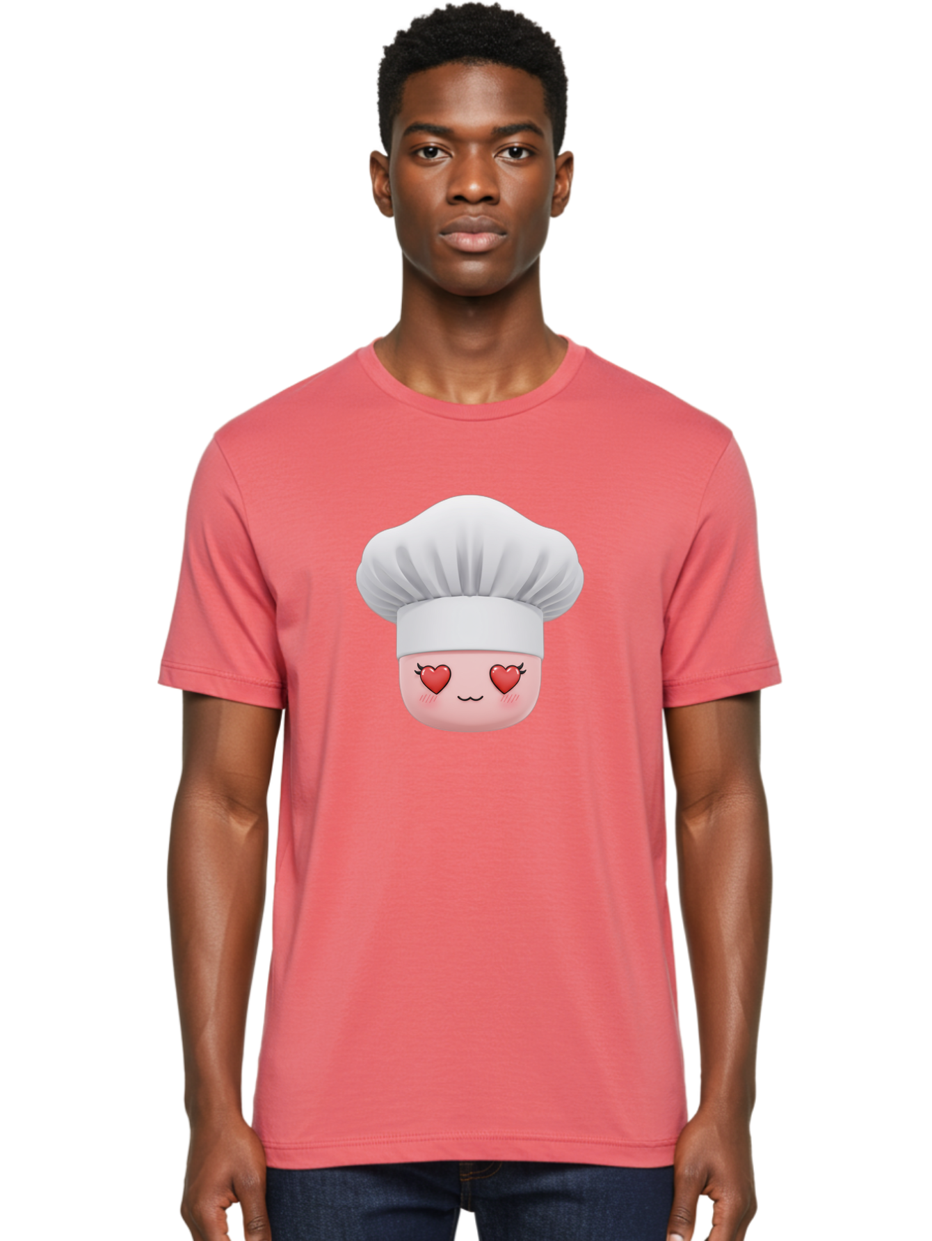 Chef-Emoji Men'S Graphic Tee, 100% Cotton, Comfortable Casual Summer Wear, Machine Washable, Cartoon Chef Hat, Chef Emoji, Cute Chef Face, Heart Eyes, Cooking Love, Culinary Passion, Adorable Character, Facial Expression, Cartoon Style Bac819 22