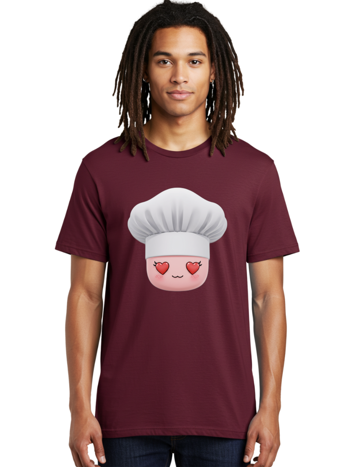 Chef-Emoji Men'S Graphic Tee, 100% Cotton, Comfortable Casual Summer Wear, Machine Washable, Cartoon Chef Hat, Chef Emoji, Cute Chef Face, Heart Eyes, Cooking Love, Culinary Passion, Adorable Character, Facial Expression, Cartoon Style Bac819 29