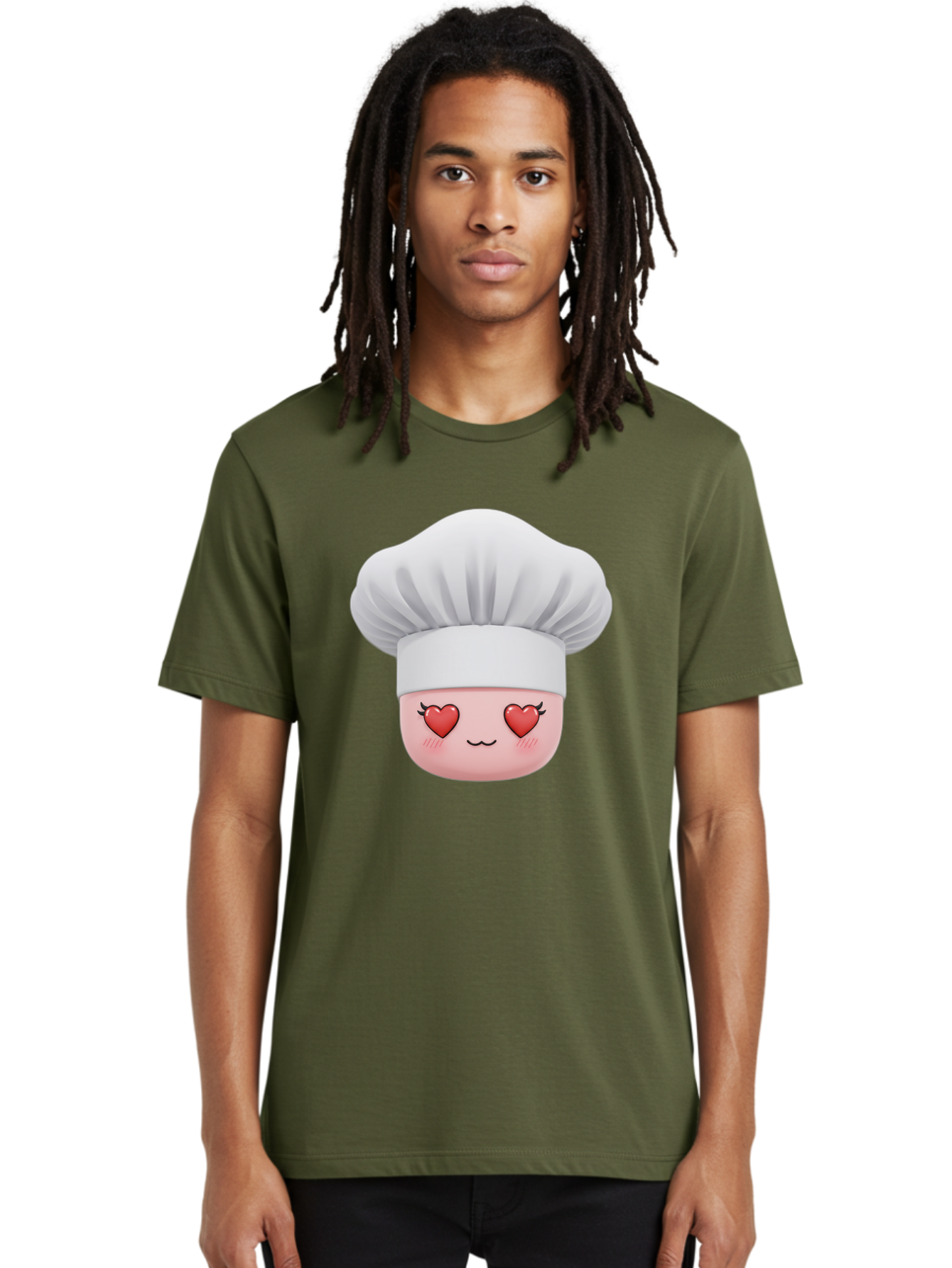Chef-Emoji Men'S Graphic Tee, 100% Cotton, Comfortable Casual Summer Wear, Machine Washable, Cartoon Chef Hat, Chef Emoji, Cute Chef Face, Heart Eyes, Cooking Love, Culinary Passion, Adorable Character, Facial Expression, Cartoon Style Bac819 18