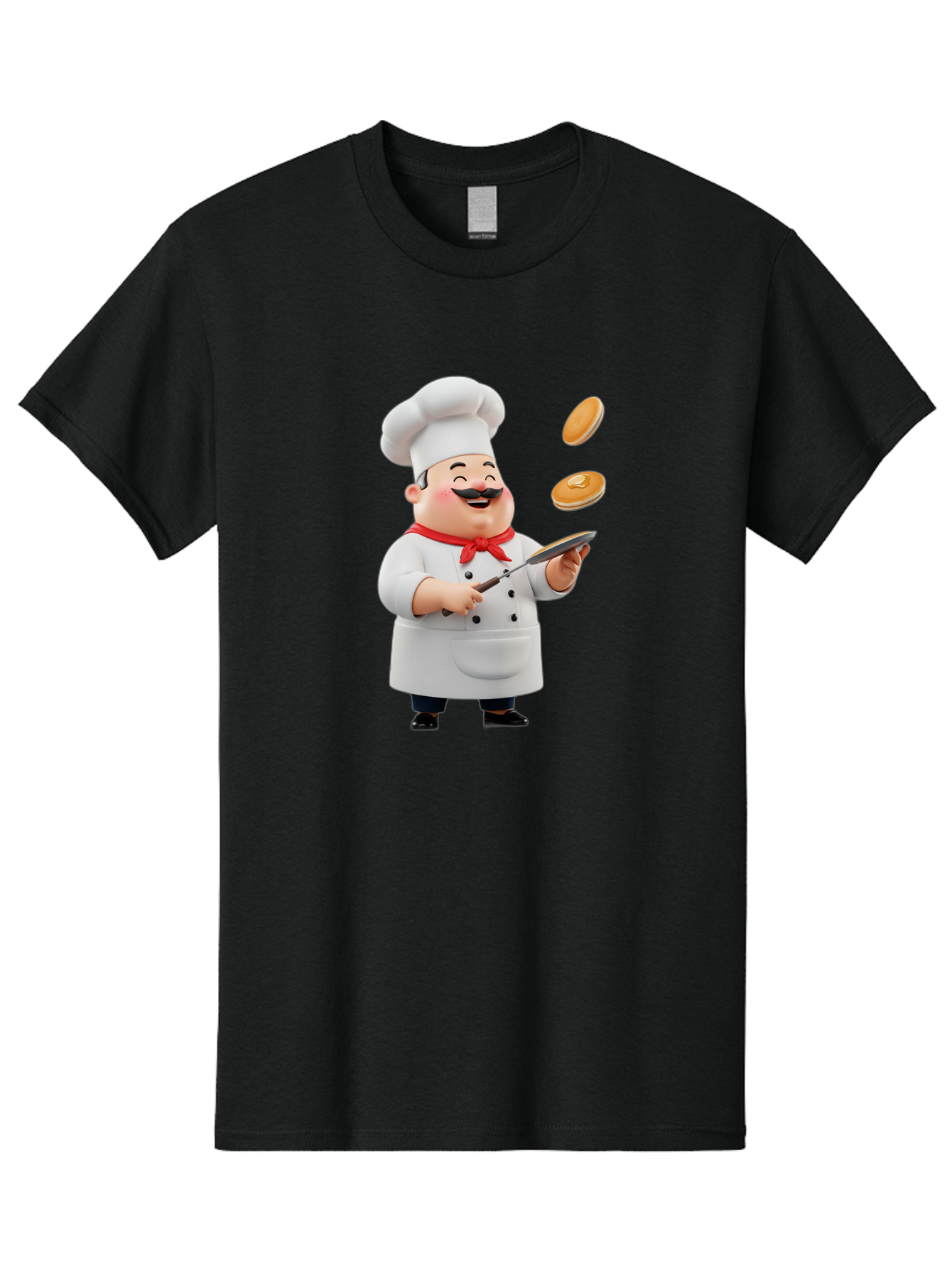 Chef-Tossing-Pancakes Men'S Graphic Tee, 100% Cotton, Comfortable Casual Summer Wear, Machine Washable, Chef Cooking Pancakes, Happy Chef, Kitchen Fun, Breakfast Cooking, Food Preparation, Chef Hat, Cooking With Love, Pancakes In Air, Bac840 15