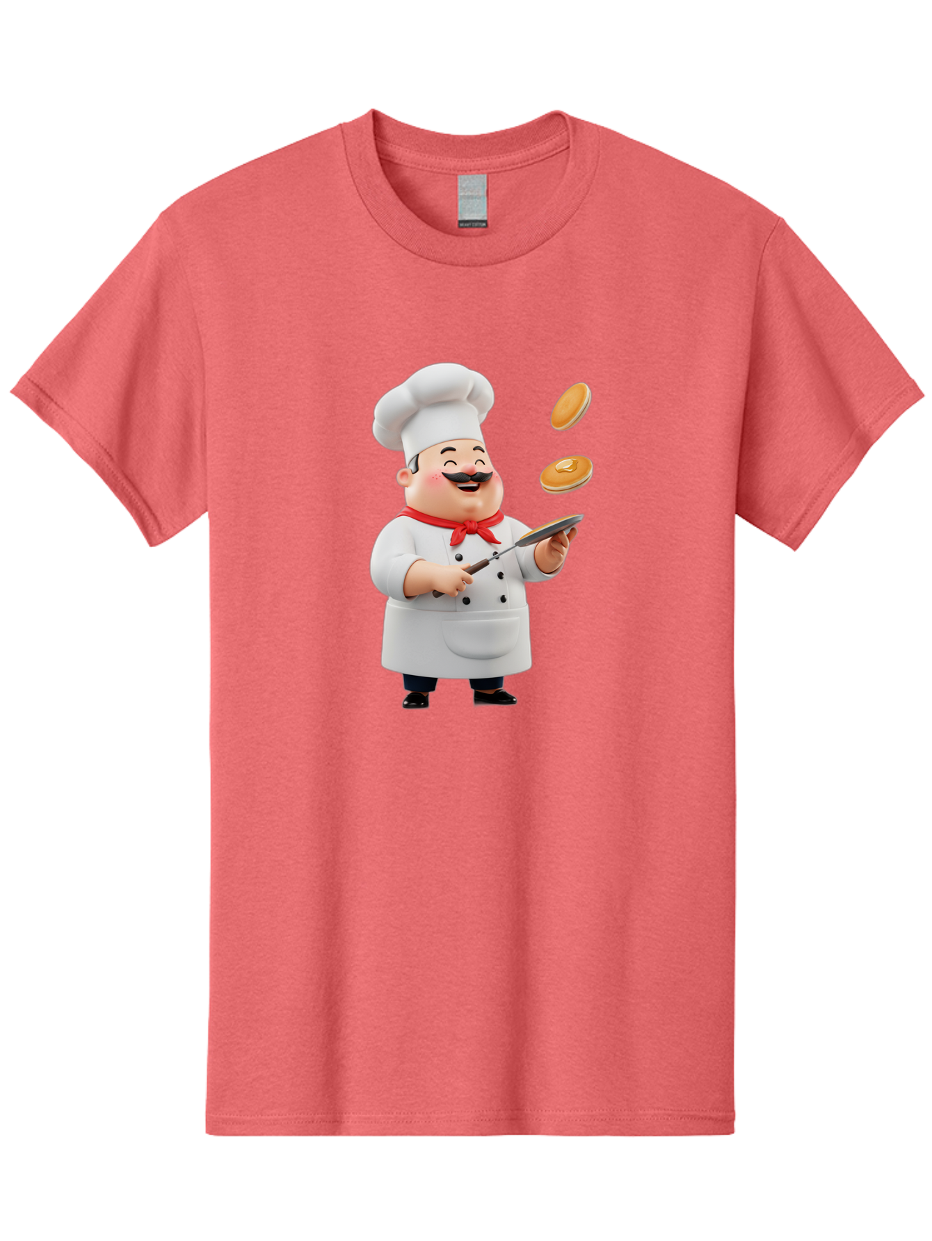 Chef-Tossing-Pancakes Men'S Graphic Tee, 100% Cotton, Comfortable Casual Summer Wear, Machine Washable, Chef Cooking Pancakes, Happy Chef, Kitchen Fun, Breakfast Cooking, Food Preparation, Chef Hat, Cooking With Love, Pancakes In Air, Bac840 14