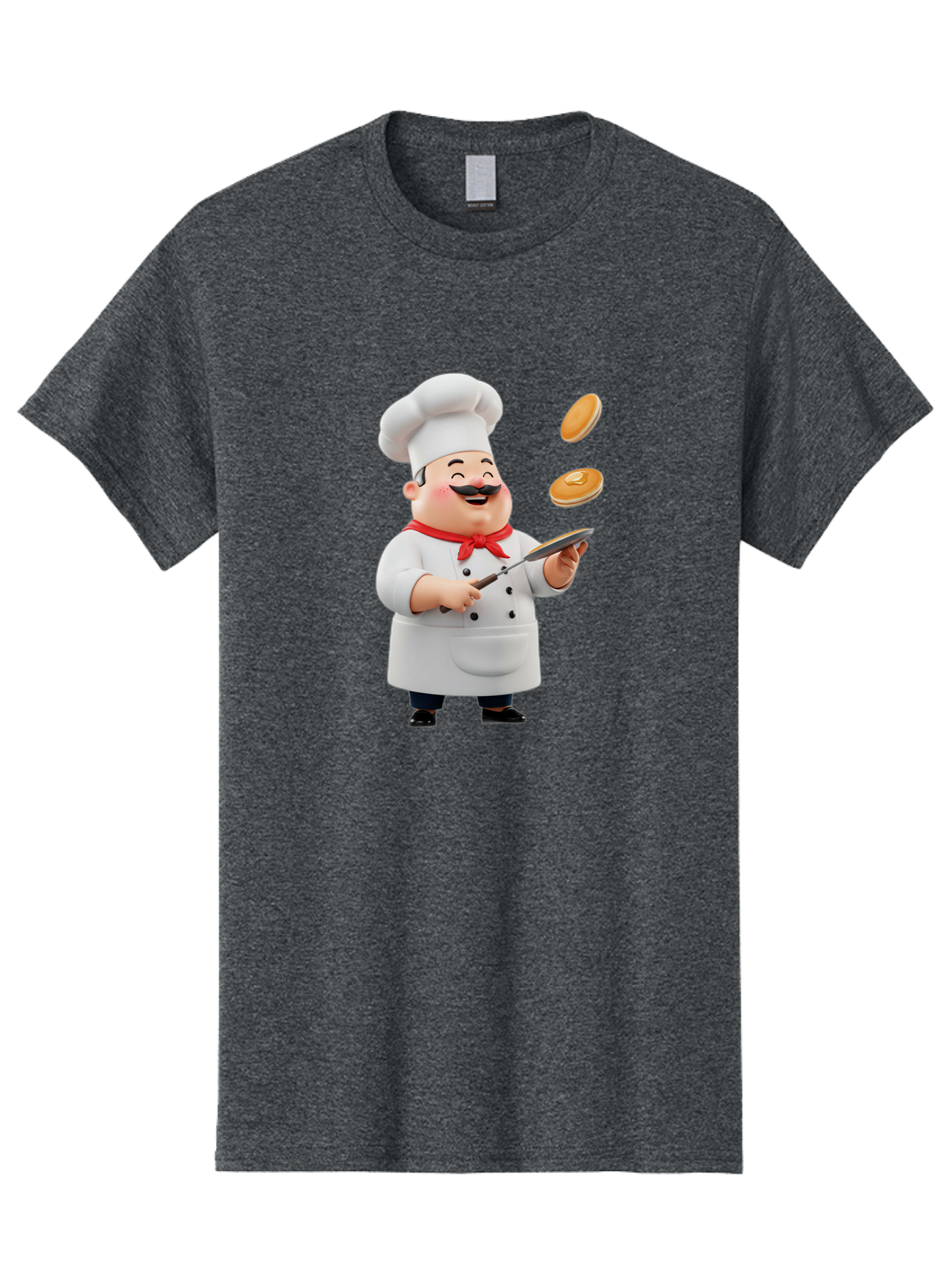 Chef-Tossing-Pancakes Men'S Graphic Tee, 100% Cotton, Comfortable Casual Summer Wear, Machine Washable, Chef Cooking Pancakes, Happy Chef, Kitchen Fun, Breakfast Cooking, Food Preparation, Chef Hat, Cooking With Love, Pancakes In Air, Bac840 1