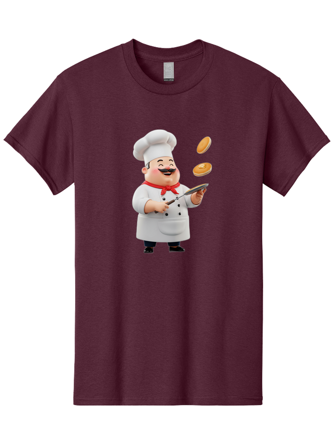Chef-Tossing-Pancakes Men'S Graphic Tee, 100% Cotton, Comfortable Casual Summer Wear, Machine Washable, Chef Cooking Pancakes, Happy Chef, Kitchen Fun, Breakfast Cooking, Food Preparation, Chef Hat, Cooking With Love, Pancakes In Air, Bac840 11