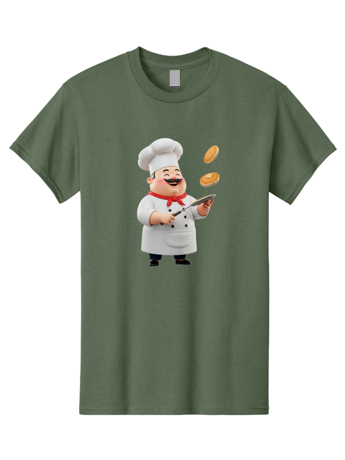 Chef-Tossing-Pancakes Men'S Graphic Tee, 100% Cotton, Comfortable Casual Summer Wear, Machine Washable, Chef Cooking Pancakes, Happy Chef, Kitchen Fun, Breakfast Cooking, Food Preparation, Chef Hat, Cooking With Love, Pancakes In Air, Bac840 9