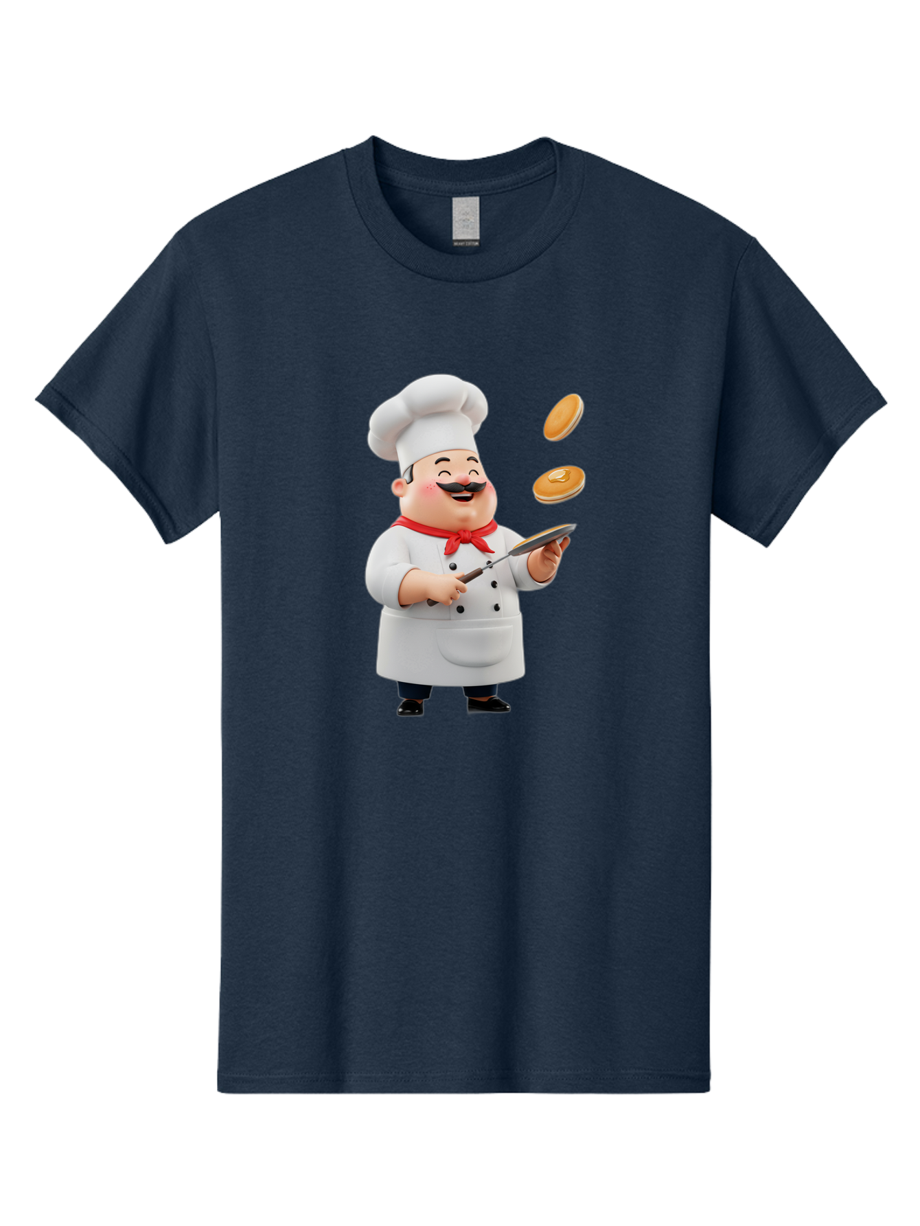 Chef-Tossing-Pancakes Men'S Graphic Tee, 100% Cotton, Comfortable Casual Summer Wear, Machine Washable, Chef Cooking Pancakes, Happy Chef, Kitchen Fun, Breakfast Cooking, Food Preparation, Chef Hat, Cooking With Love, Pancakes In Air, Bac840 2