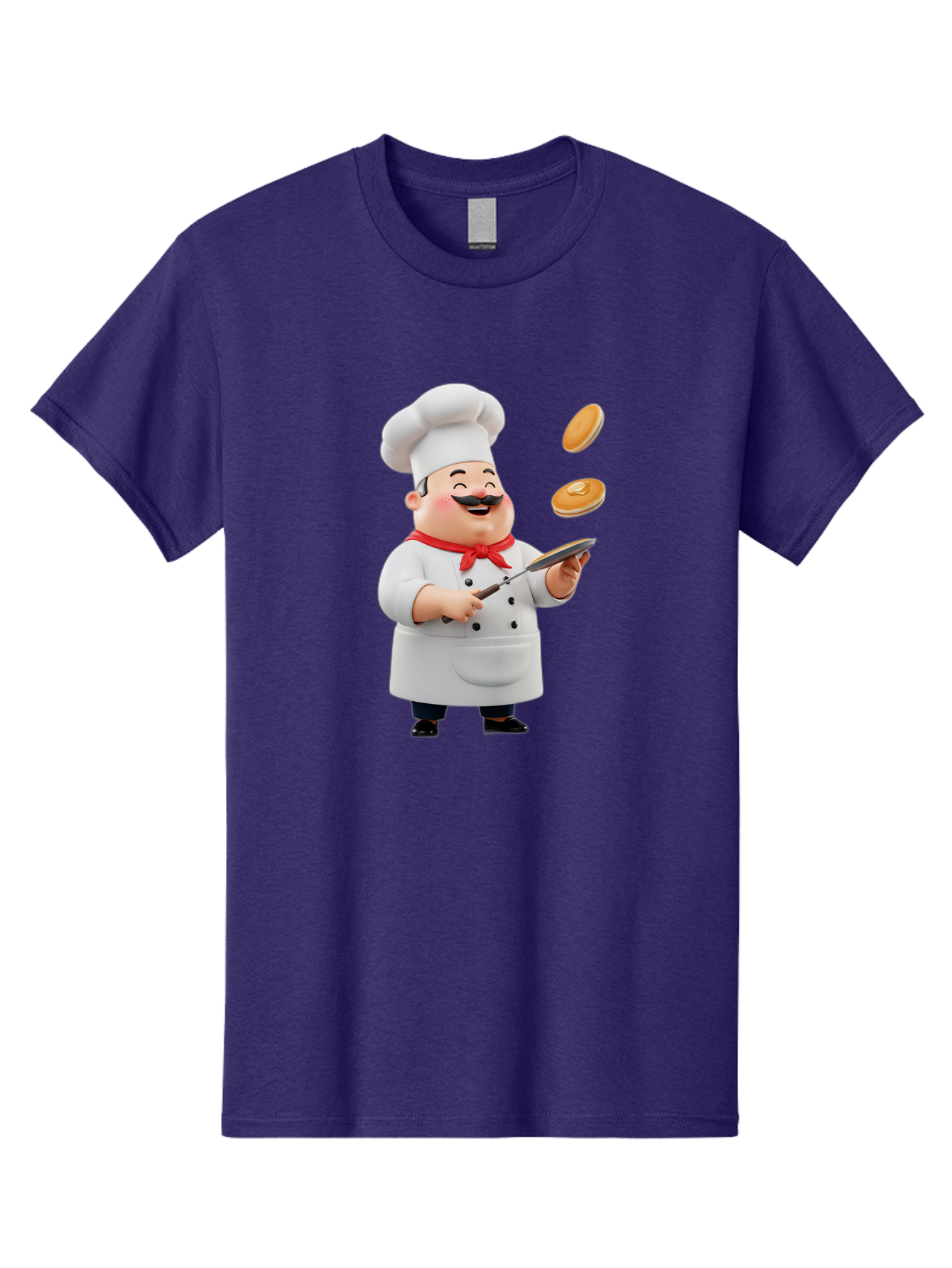 Chef-Tossing-Pancakes Men'S Graphic Tee, 100% Cotton, Comfortable Casual Summer Wear, Machine Washable, Chef Cooking Pancakes, Happy Chef, Kitchen Fun, Breakfast Cooking, Food Preparation, Chef Hat, Cooking With Love, Pancakes In Air, Bac840 5