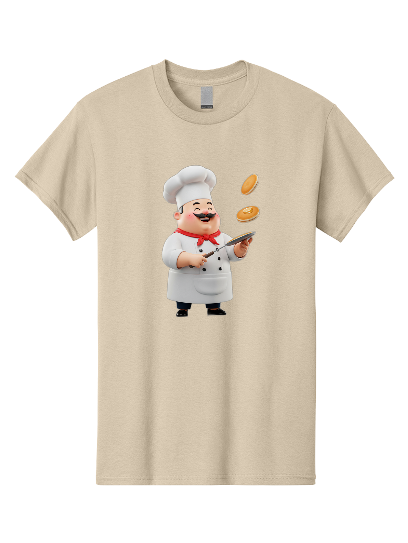 Chef-Tossing-Pancakes Men'S Graphic Tee, 100% Cotton, Comfortable Casual Summer Wear, Machine Washable, Chef Cooking Pancakes, Happy Chef, Kitchen Fun, Breakfast Cooking, Food Preparation, Chef Hat, Cooking With Love, Pancakes In Air, Bac840 12