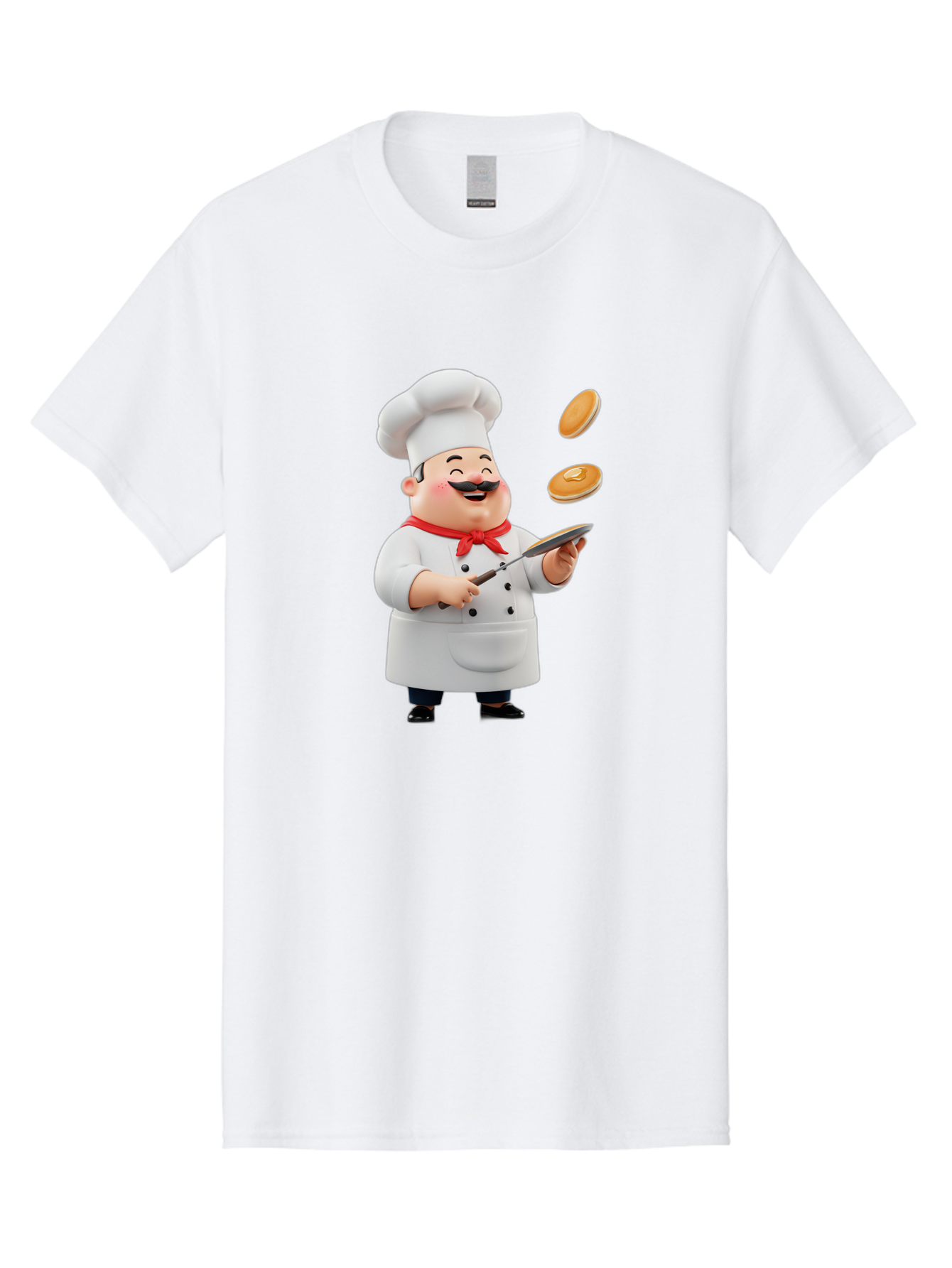 Chef-Tossing-Pancakes Men'S Graphic Tee, 100% Cotton, Comfortable Casual Summer Wear, Machine Washable, Chef Cooking Pancakes, Happy Chef, Kitchen Fun, Breakfast Cooking, Food Preparation, Chef Hat, Cooking With Love, Pancakes In Air, Bac840 4