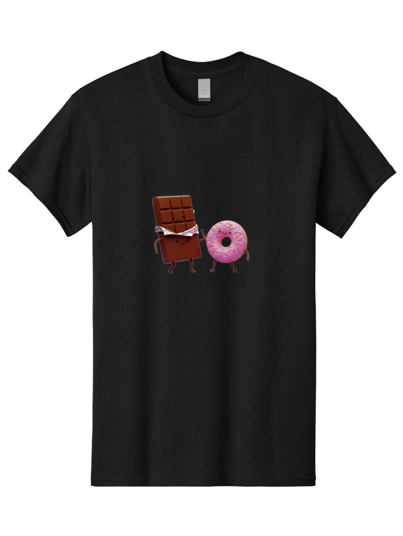 Chocolate-And-Donut Men'S Graphic Tee, 100% Cotton, Comfortable Casual Summer Wear, Machine Washable, Chocolate Bar, Donut With Sprinkles, Cartoon Characters, Sweet Treats, Dessert Lovers, Pastry, Baked Goods, Cute Graphic, Food Illustration Bac847 4