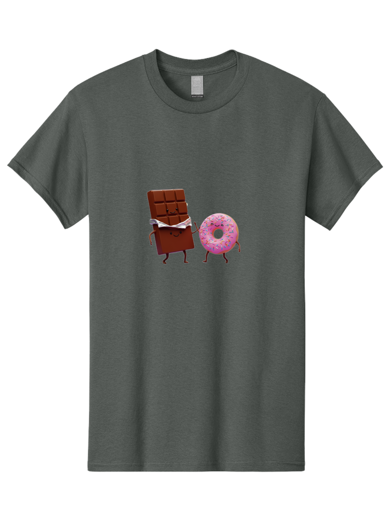 Chocolate-And-Donut Men'S Graphic Tee, 100% Cotton, Comfortable Casual Summer Wear, Machine Washable, Chocolate Bar, Donut With Sprinkles, Cartoon Characters, Sweet Treats, Dessert Lovers, Pastry, Baked Goods, Cute Graphic, Food Illustration Bac847 12