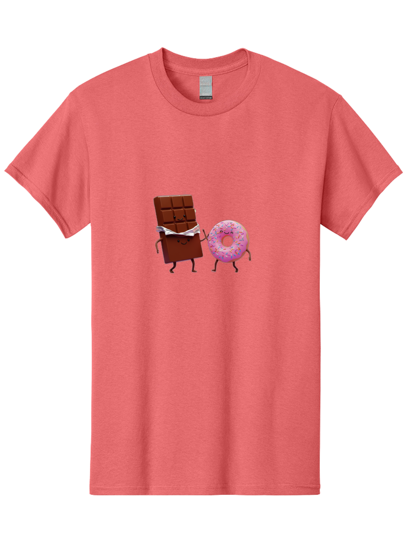 Chocolate-And-Donut Men'S Graphic Tee, 100% Cotton, Comfortable Casual Summer Wear, Machine Washable, Chocolate Bar, Donut With Sprinkles, Cartoon Characters, Sweet Treats, Dessert Lovers, Pastry, Baked Goods, Cute Graphic, Food Illustration Bac847 7