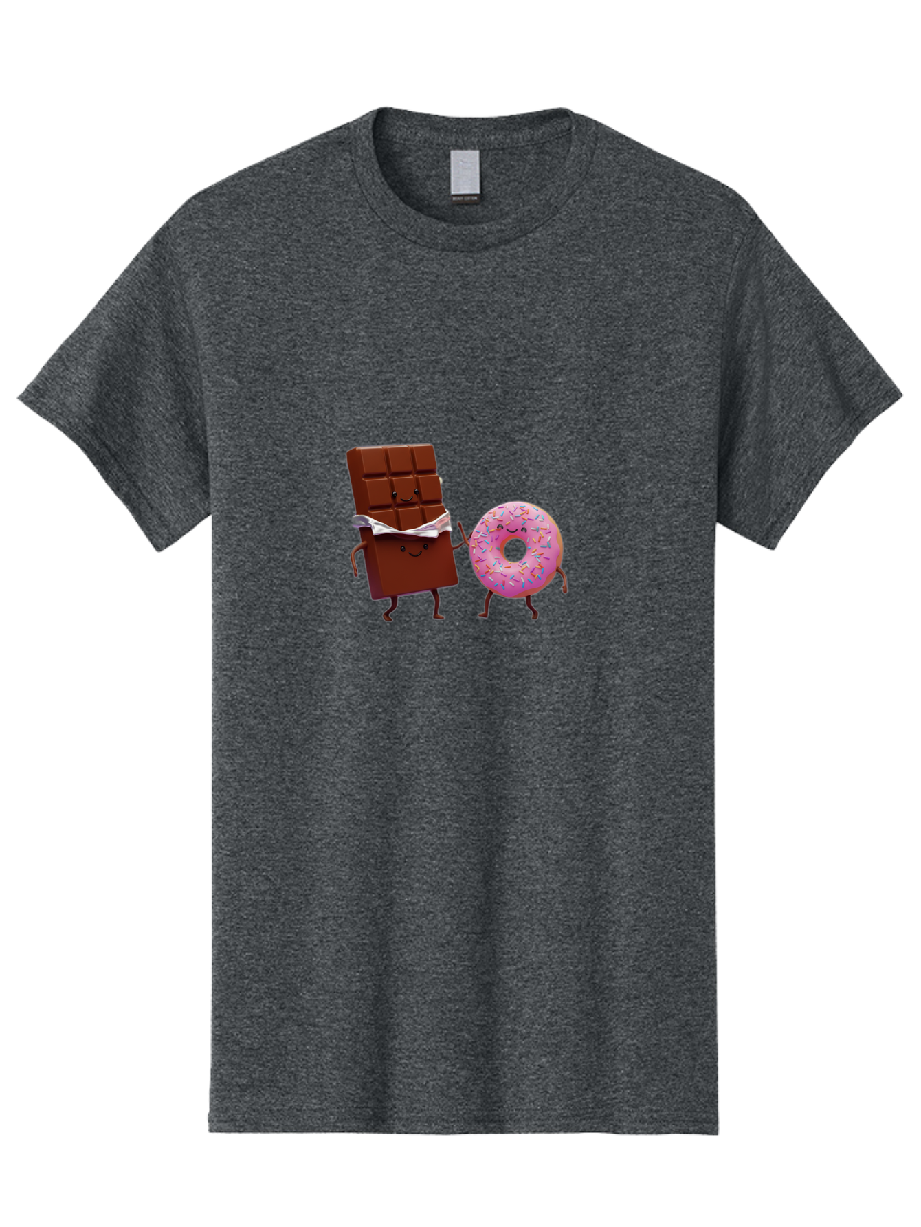 Chocolate-And-Donut Men'S Graphic Tee, 100% Cotton, Comfortable Casual Summer Wear, Machine Washable, Chocolate Bar, Donut With Sprinkles, Cartoon Characters, Sweet Treats, Dessert Lovers, Pastry, Baked Goods, Cute Graphic, Food Illustration Bac847 11