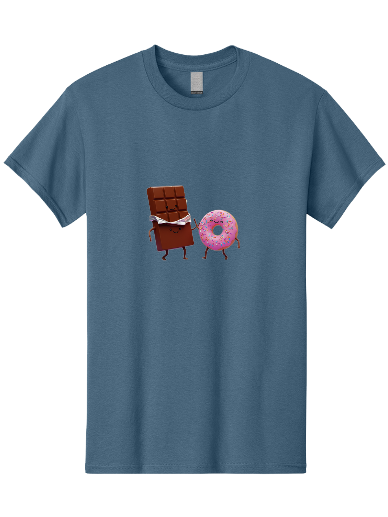 Chocolate-And-Donut Men'S Graphic Tee, 100% Cotton, Comfortable Casual Summer Wear, Machine Washable, Chocolate Bar, Donut With Sprinkles, Cartoon Characters, Sweet Treats, Dessert Lovers, Pastry, Baked Goods, Cute Graphic, Food Illustration Bac847 8